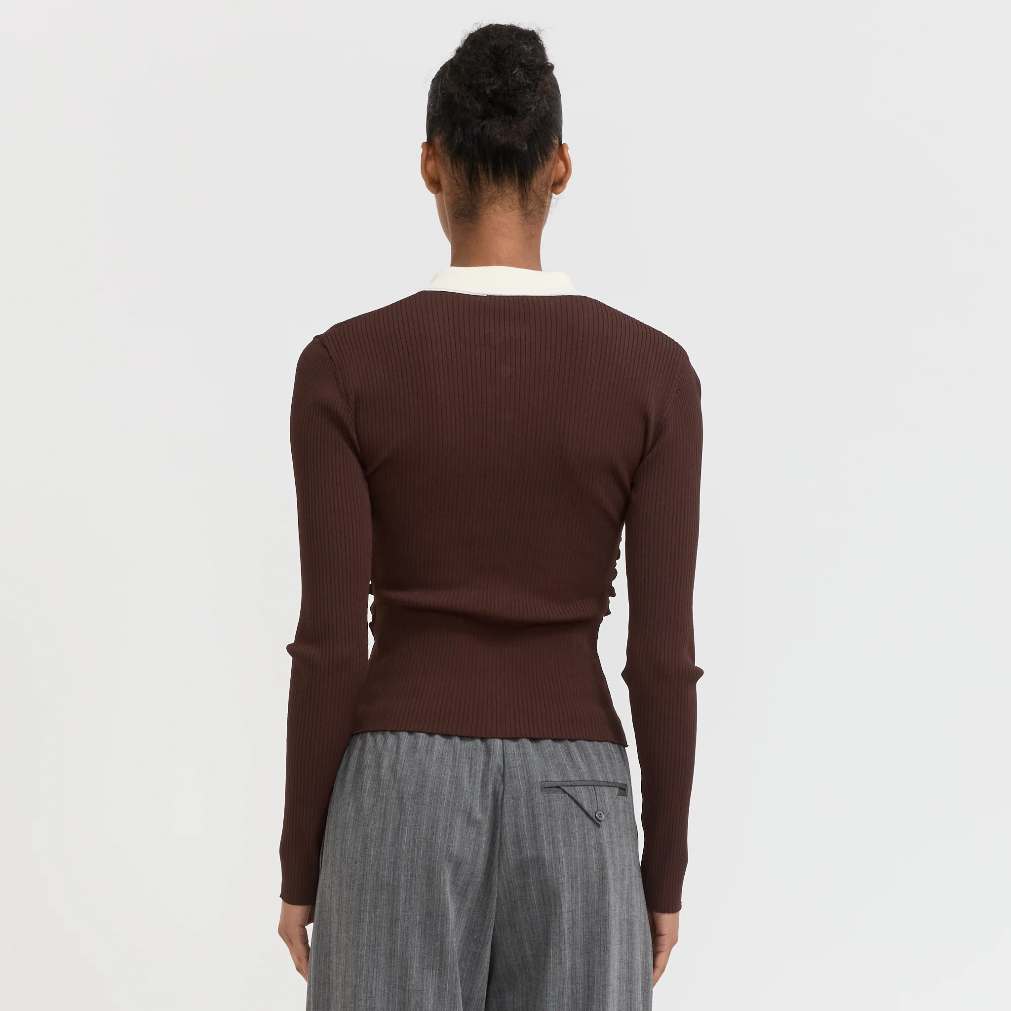 Cianna Polo Cardigan Hot Fudge - Image 4