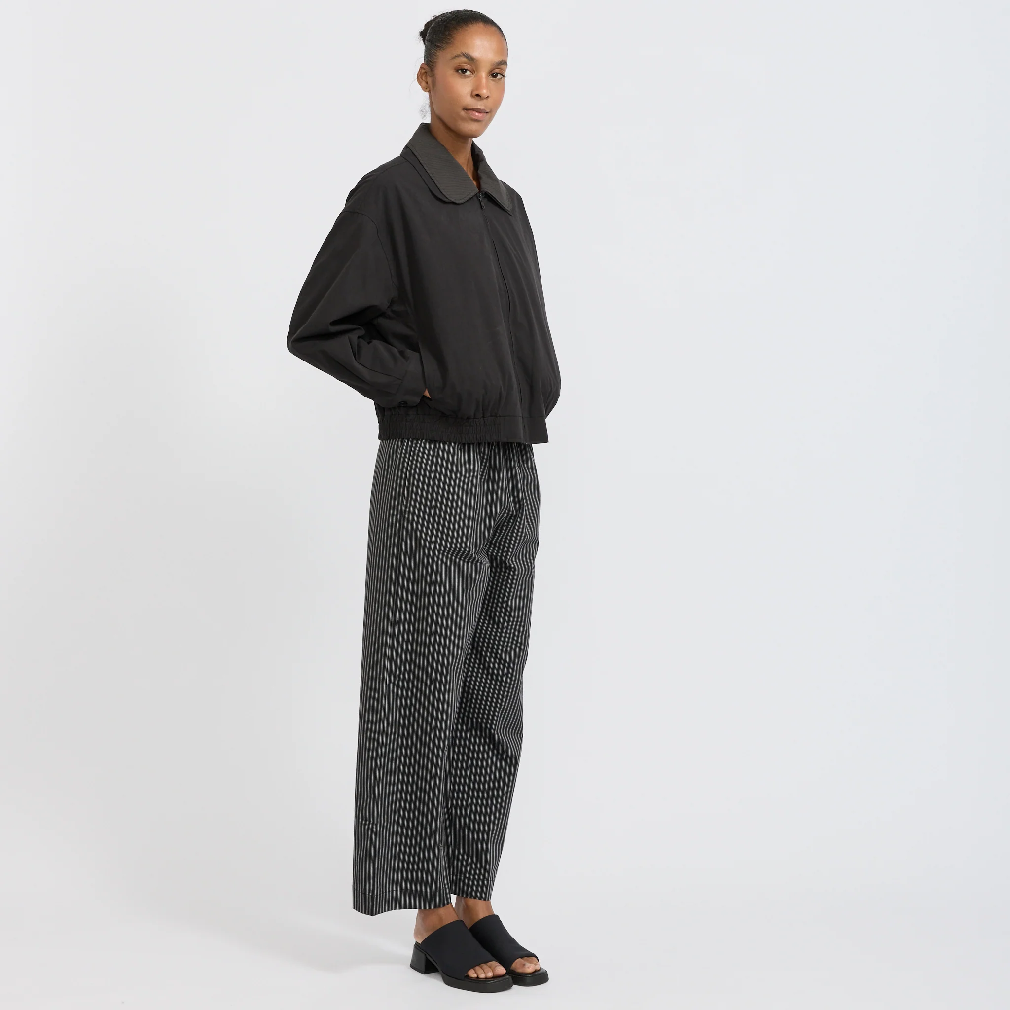 Collared Zip Jacket Black Contrast - Image 2