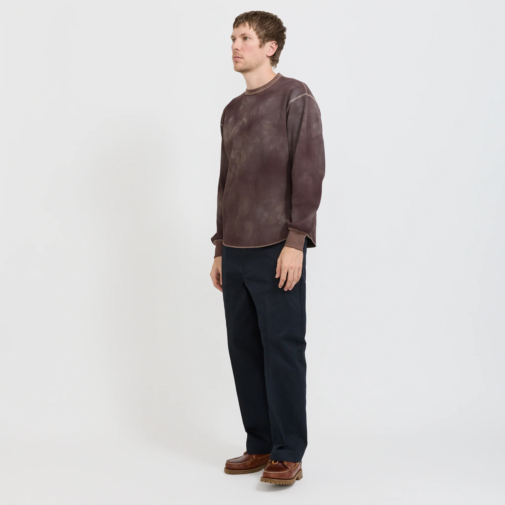Connan Uneven Dyed Waffle Crew Dark Brown - Image 2