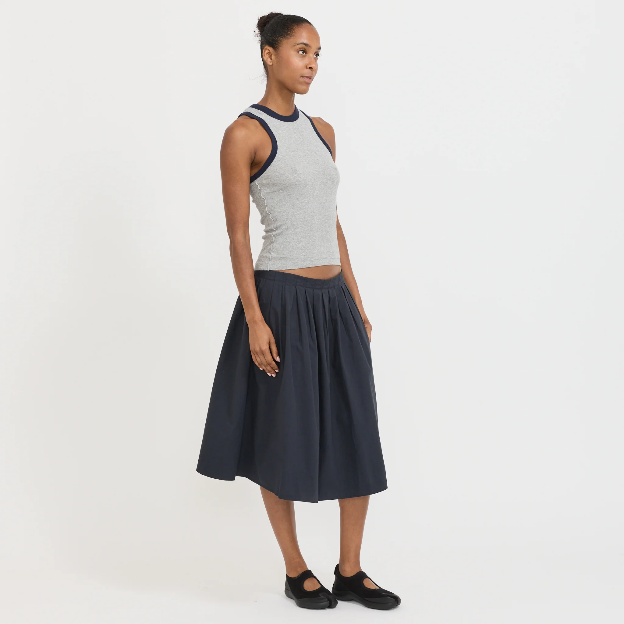 Contrast Seam Detail Tank Greymarle/Blue Ink - Image 2