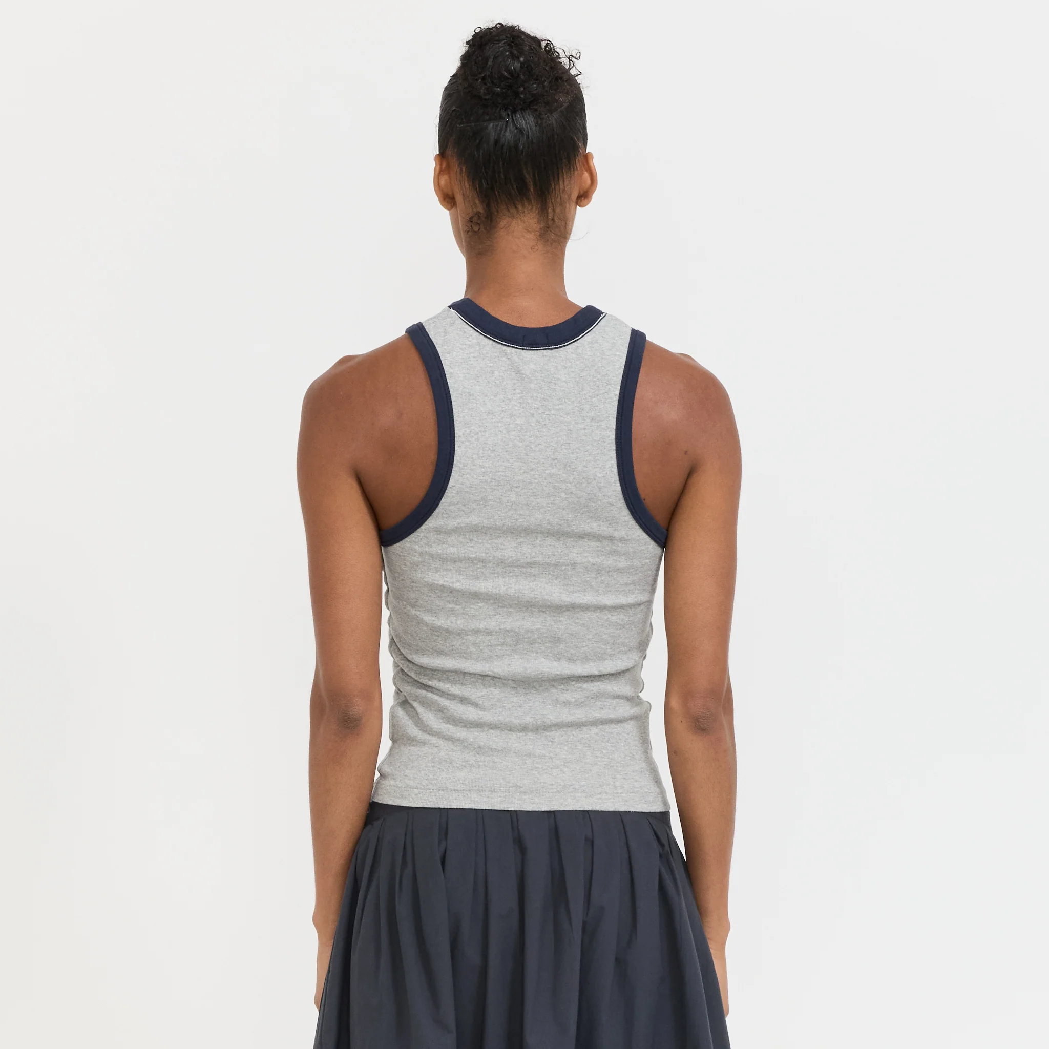 Contrast Seam Detail Tank Greymarle/Blue Ink - Image 4