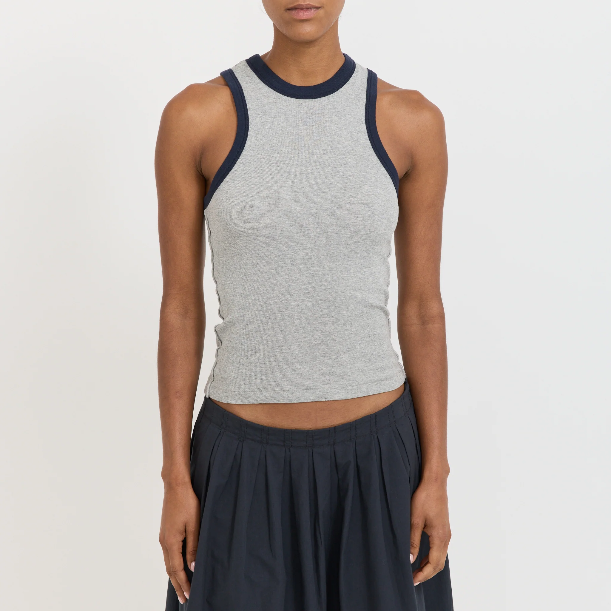 Contrast Seam Detail Tank Greymarle/Blue Ink - Image 5