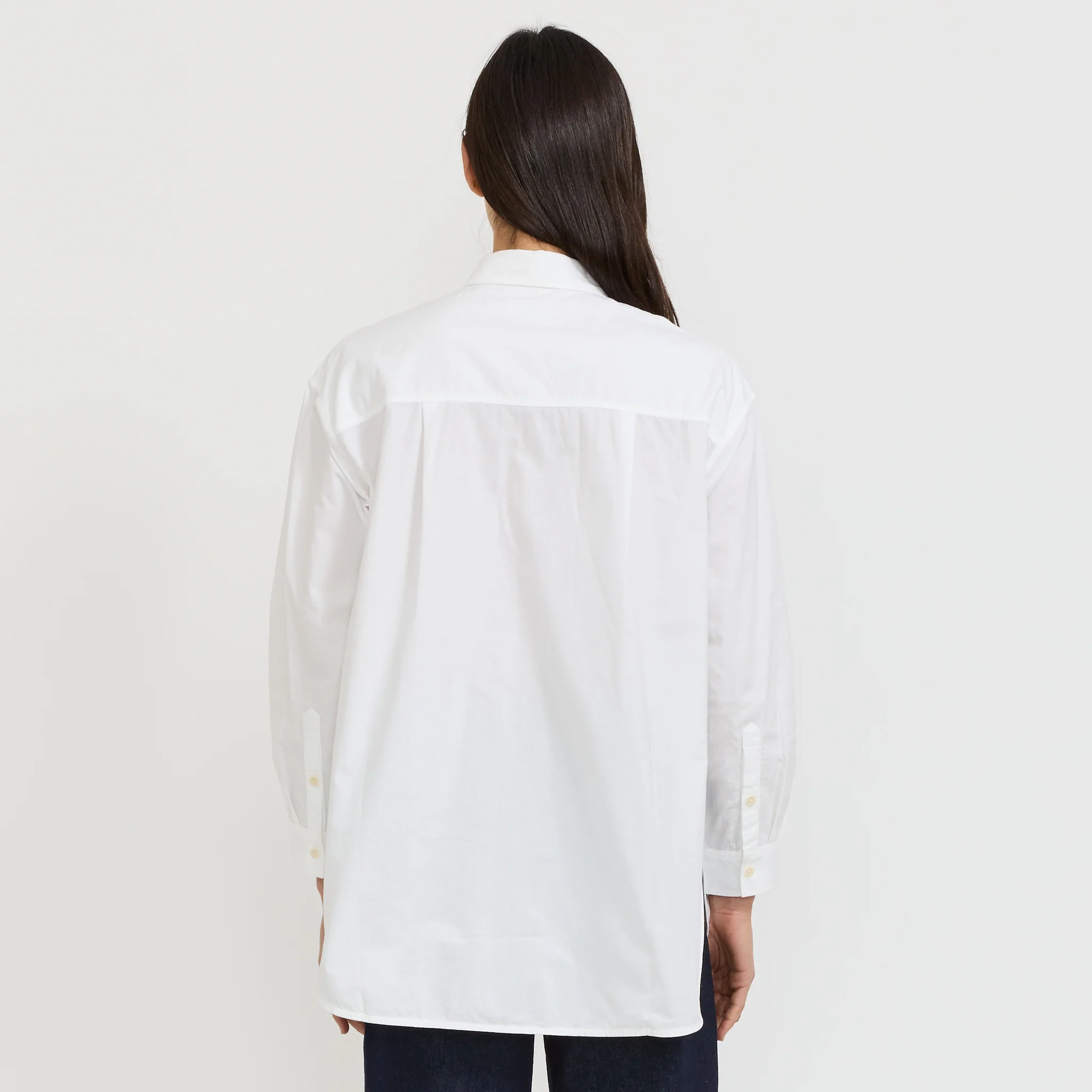 Cotton Oxford Oversized Long Shirt White - Image 4