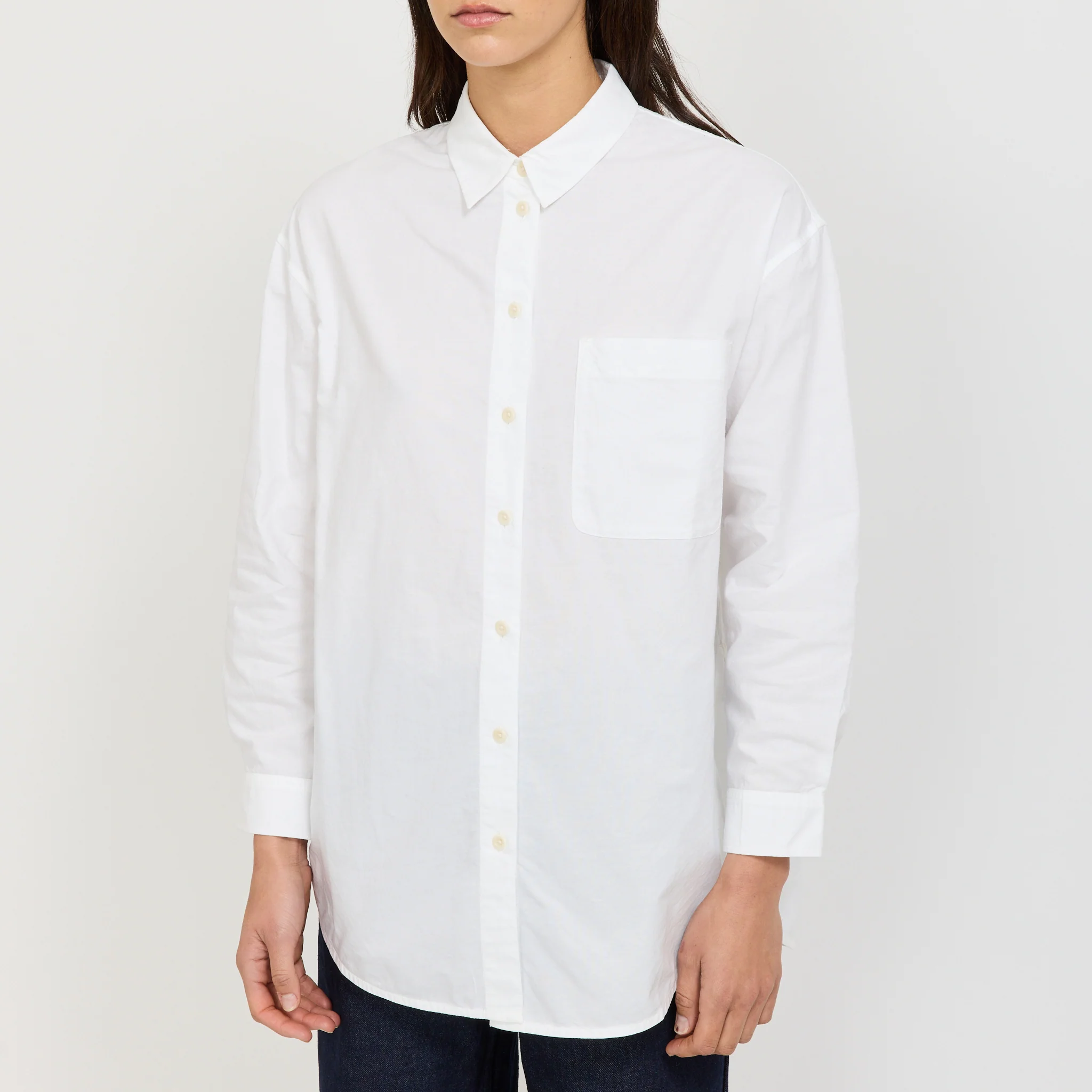 Cotton Oxford Oversized Long Shirt White - Image 5
