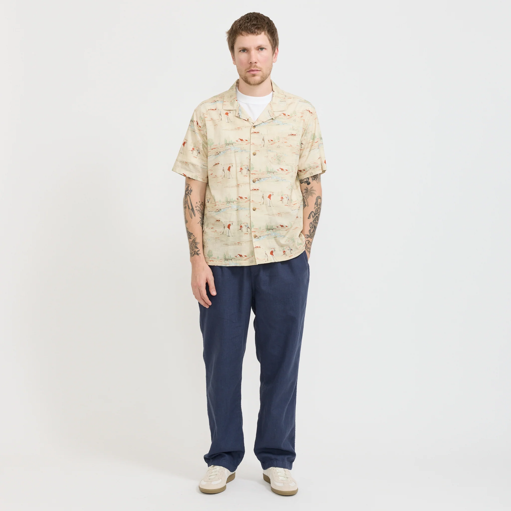 Crammond Shirt Oatmeal Golf Print - Image 2