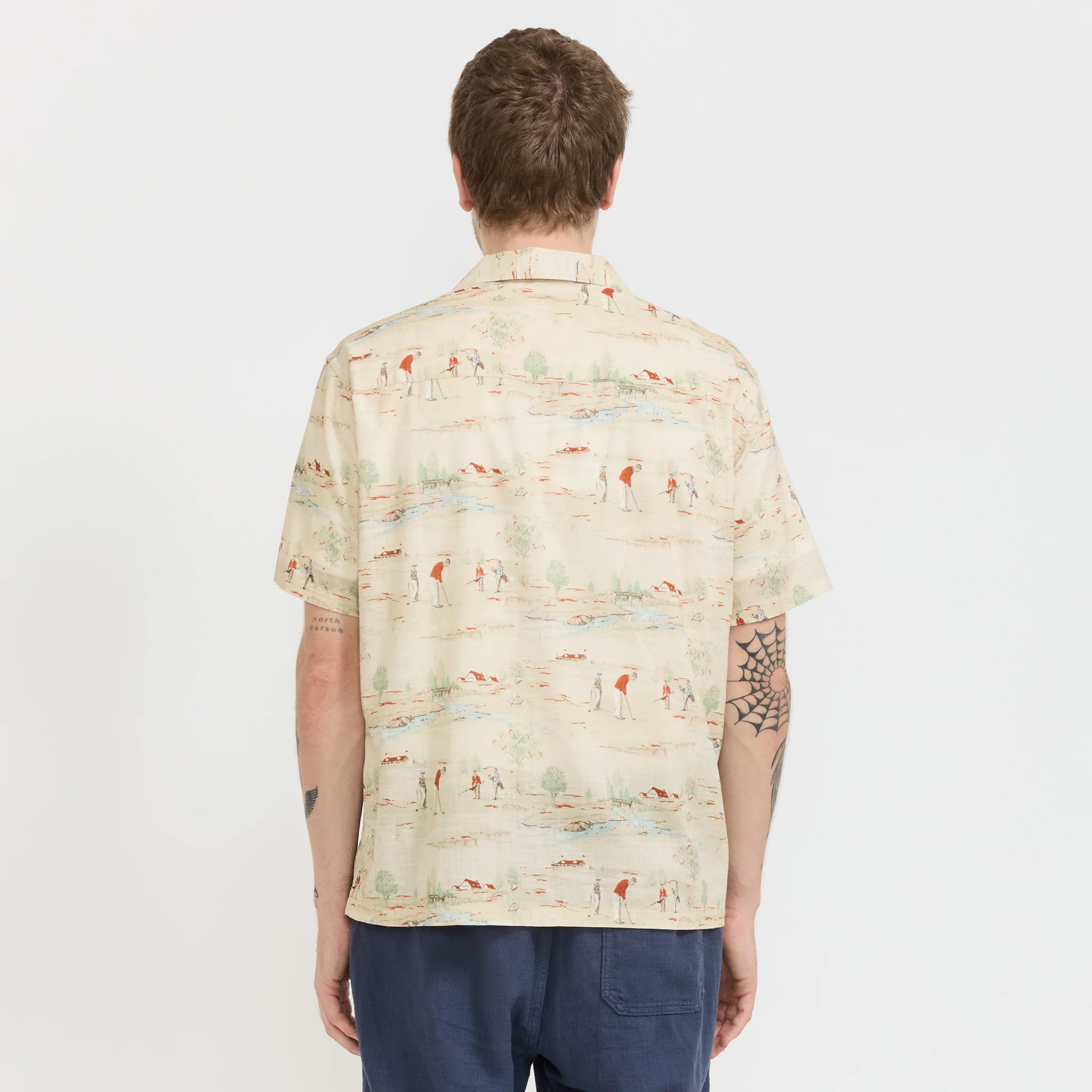 Crammond Shirt Oatmeal Golf Print - Image 4