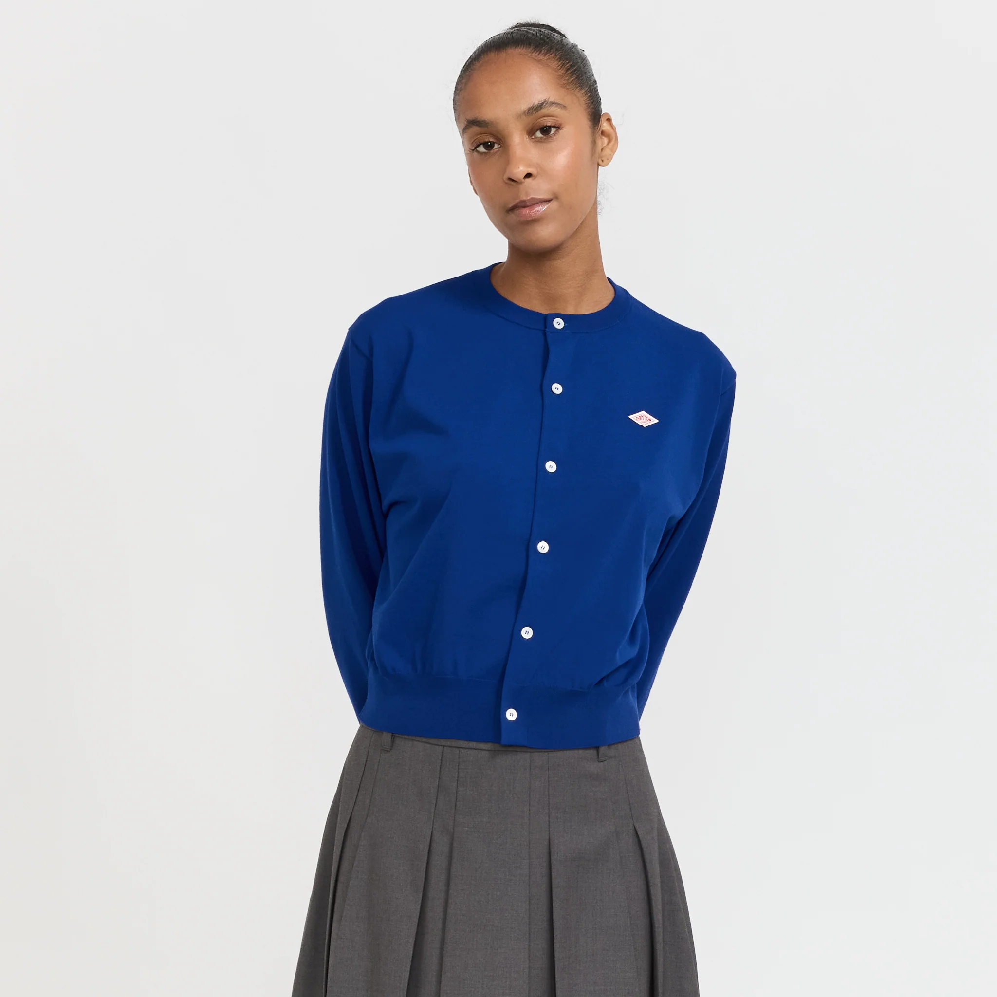 Crew Neck Cardigan Blue