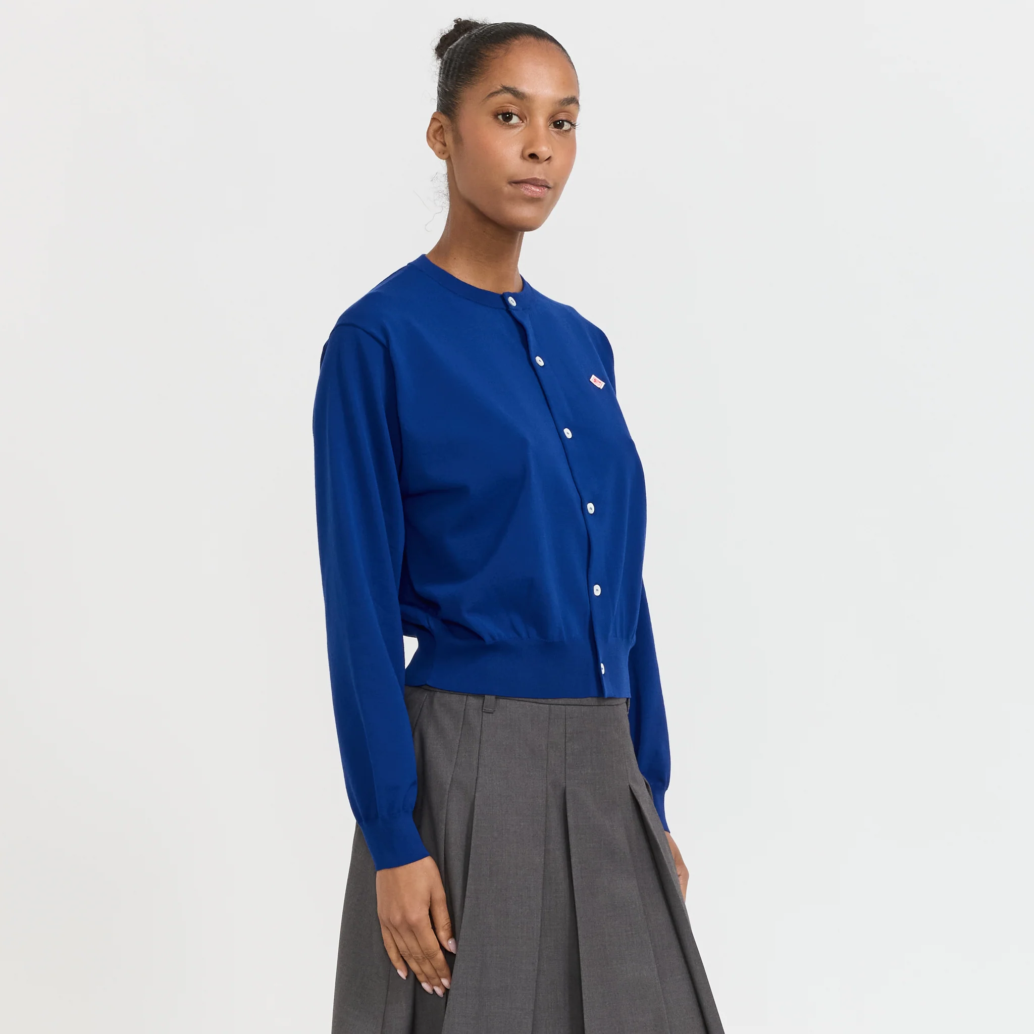 Crew Neck Cardigan Blue - Image 3