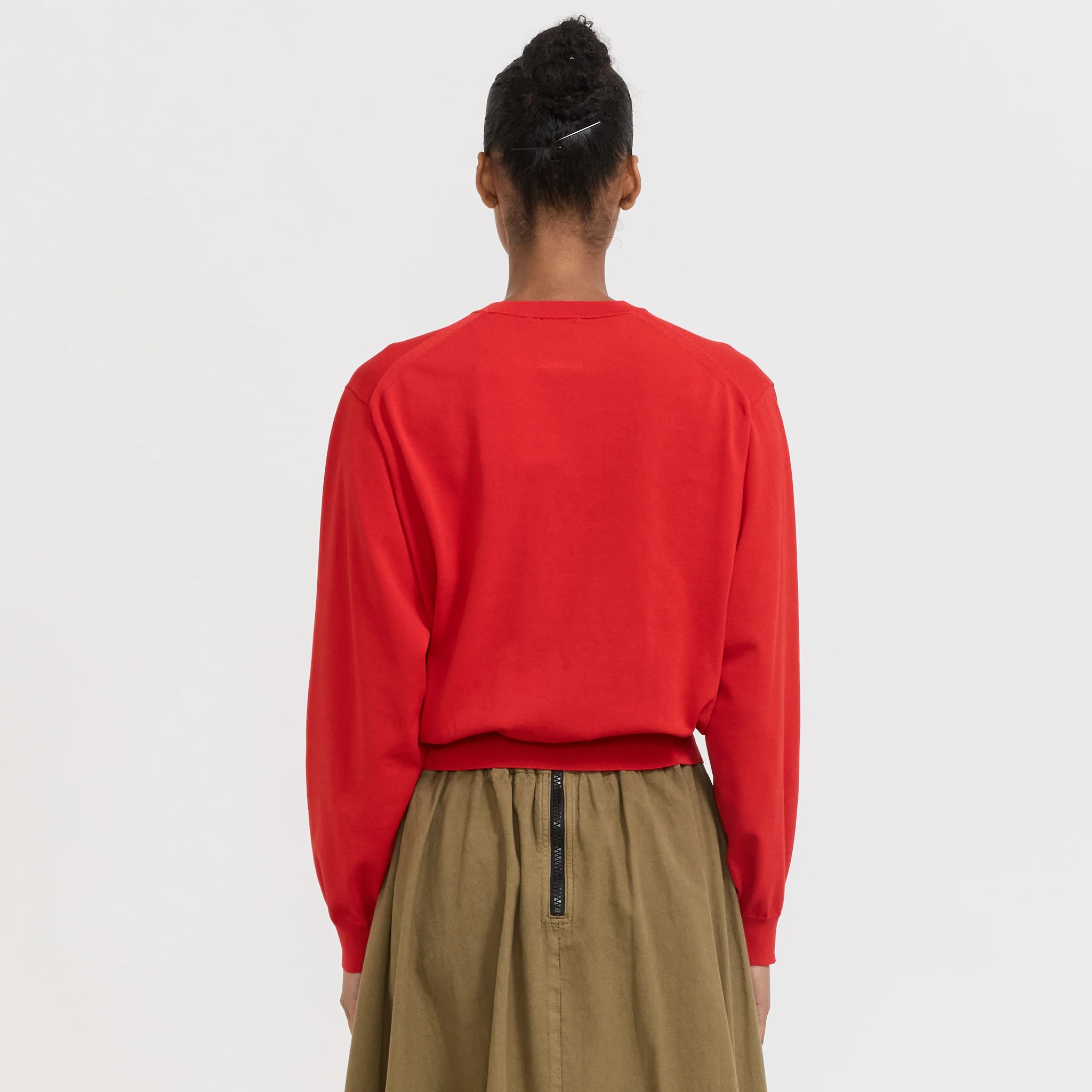 Crew Neck Cardigan Red - Image 4