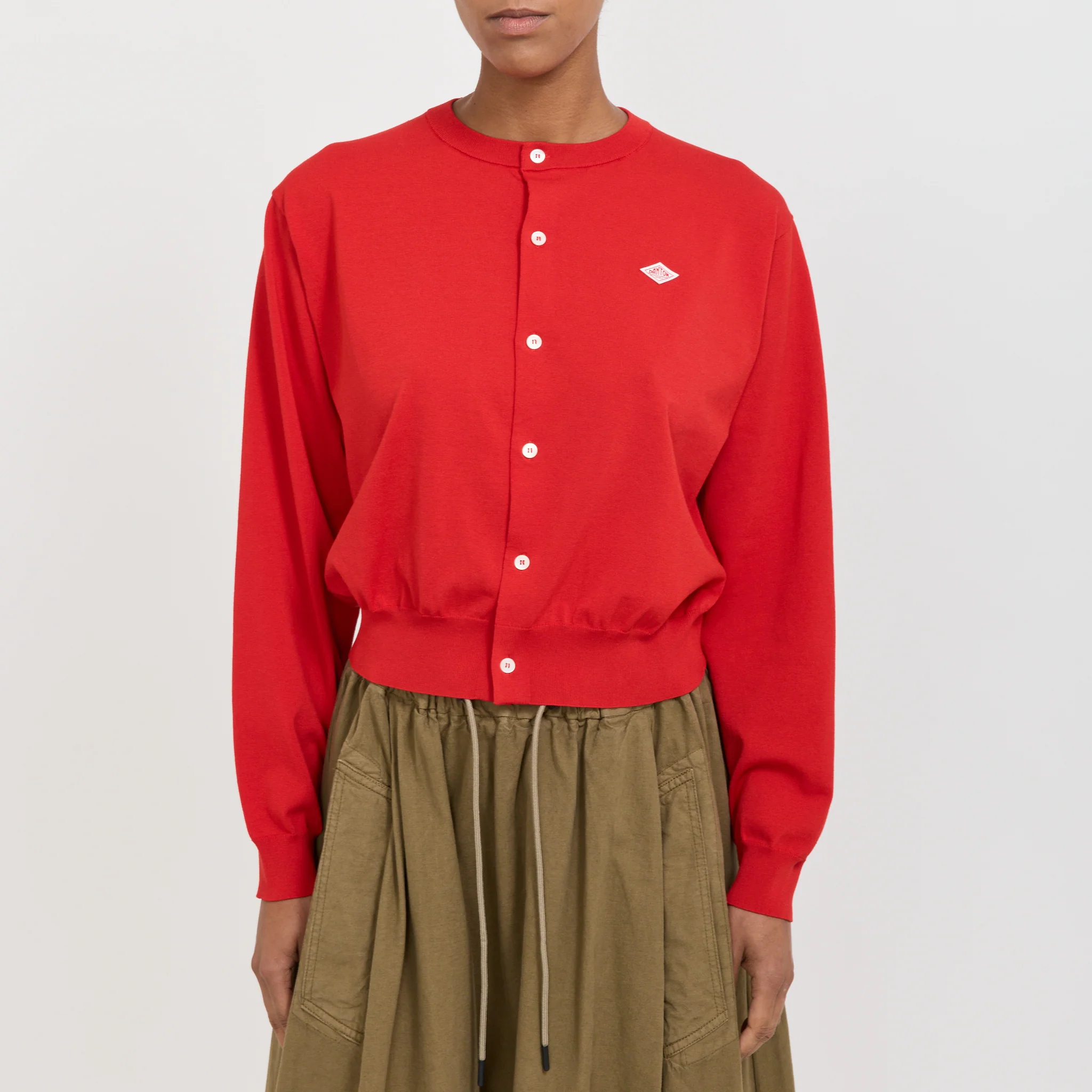 Crew Neck Cardigan Red - Image 5