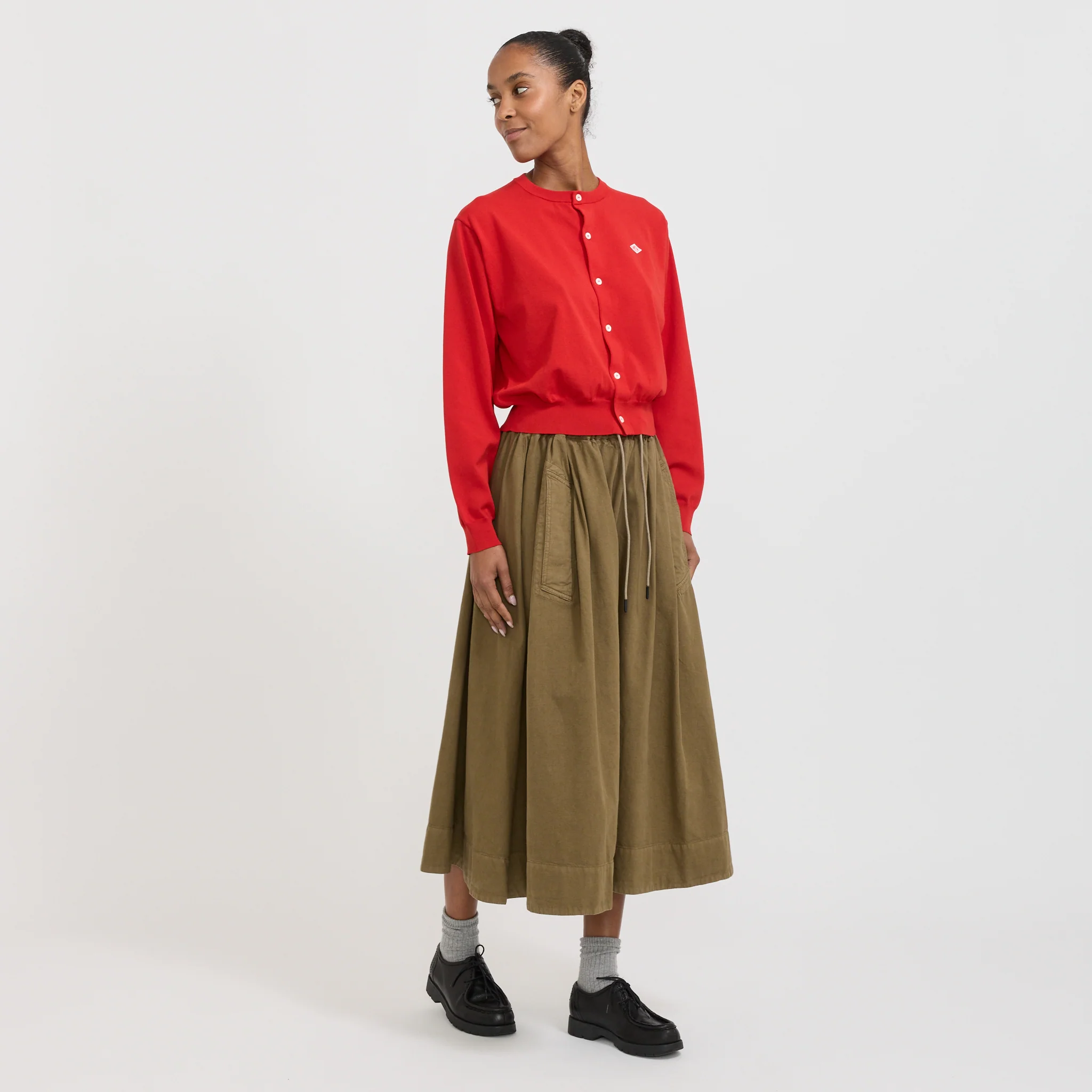 Crew Neck Cardigan Red - Image 6
