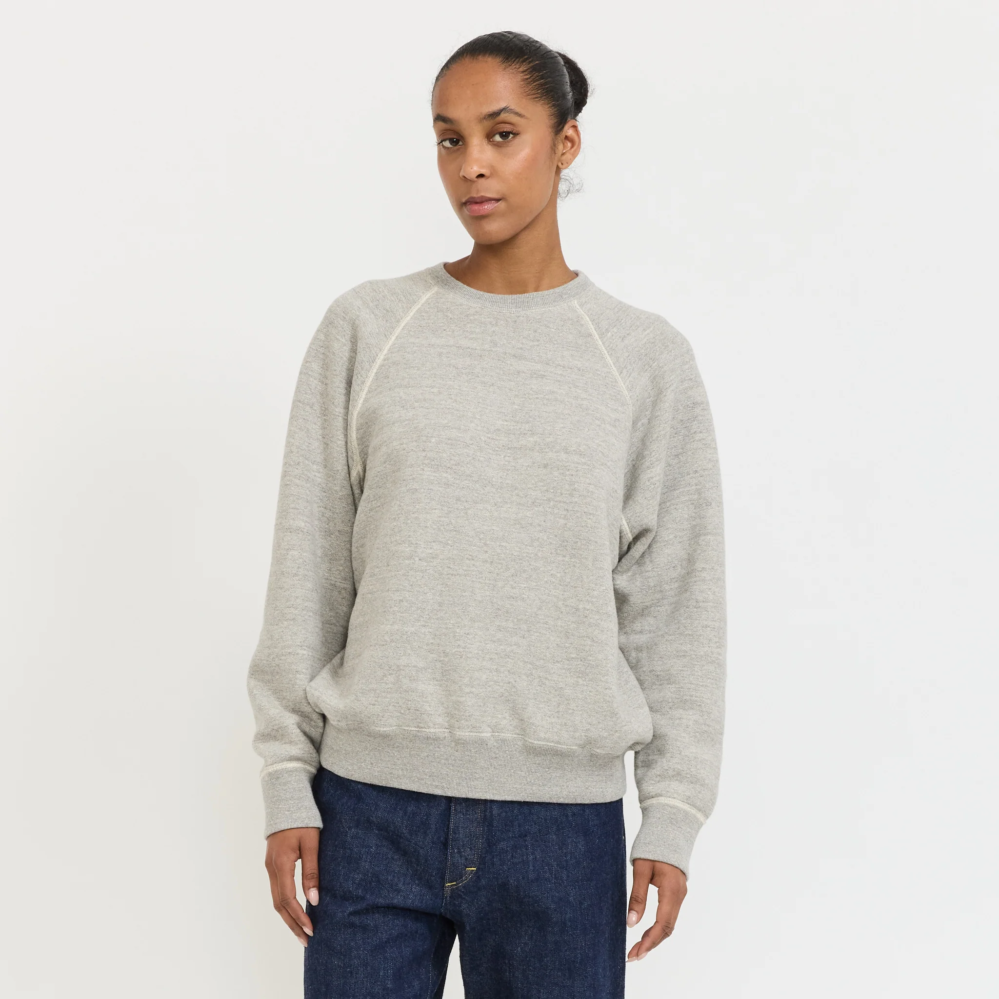 Crew Neck Sweat Shirt Heather Gray Womens