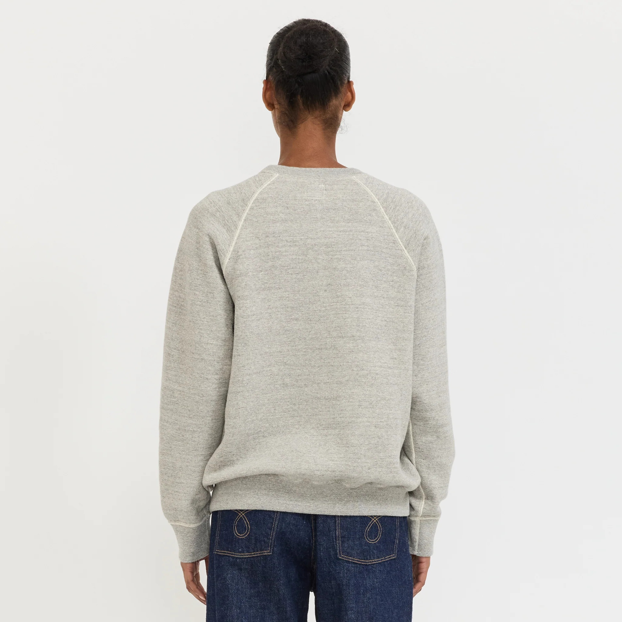 Crew Neck Sweat Shirt Heather Gray Womens - Image 4