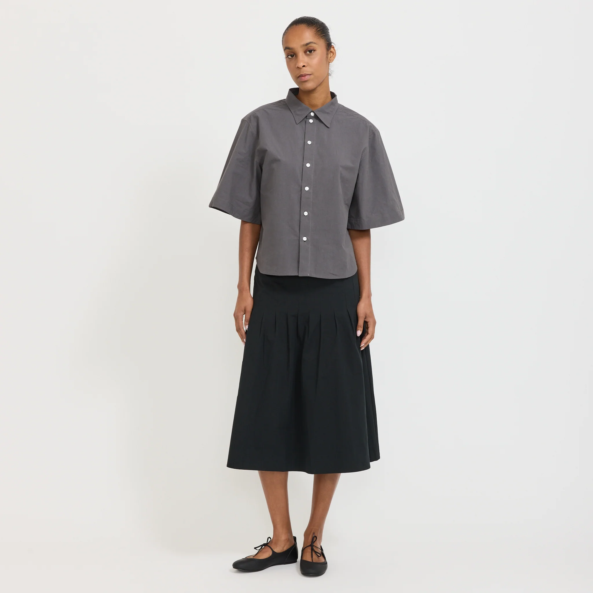Crushed Cotton S/S Shirt Washed Black - Image 2