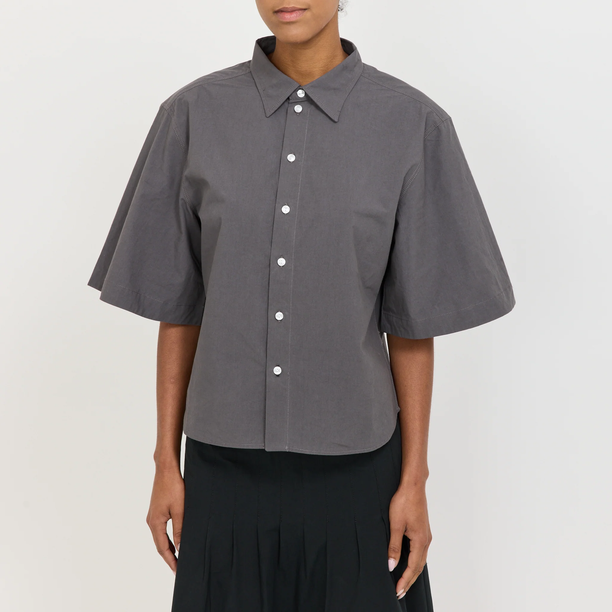 Crushed Cotton S/S Shirt Washed Black - Image 5