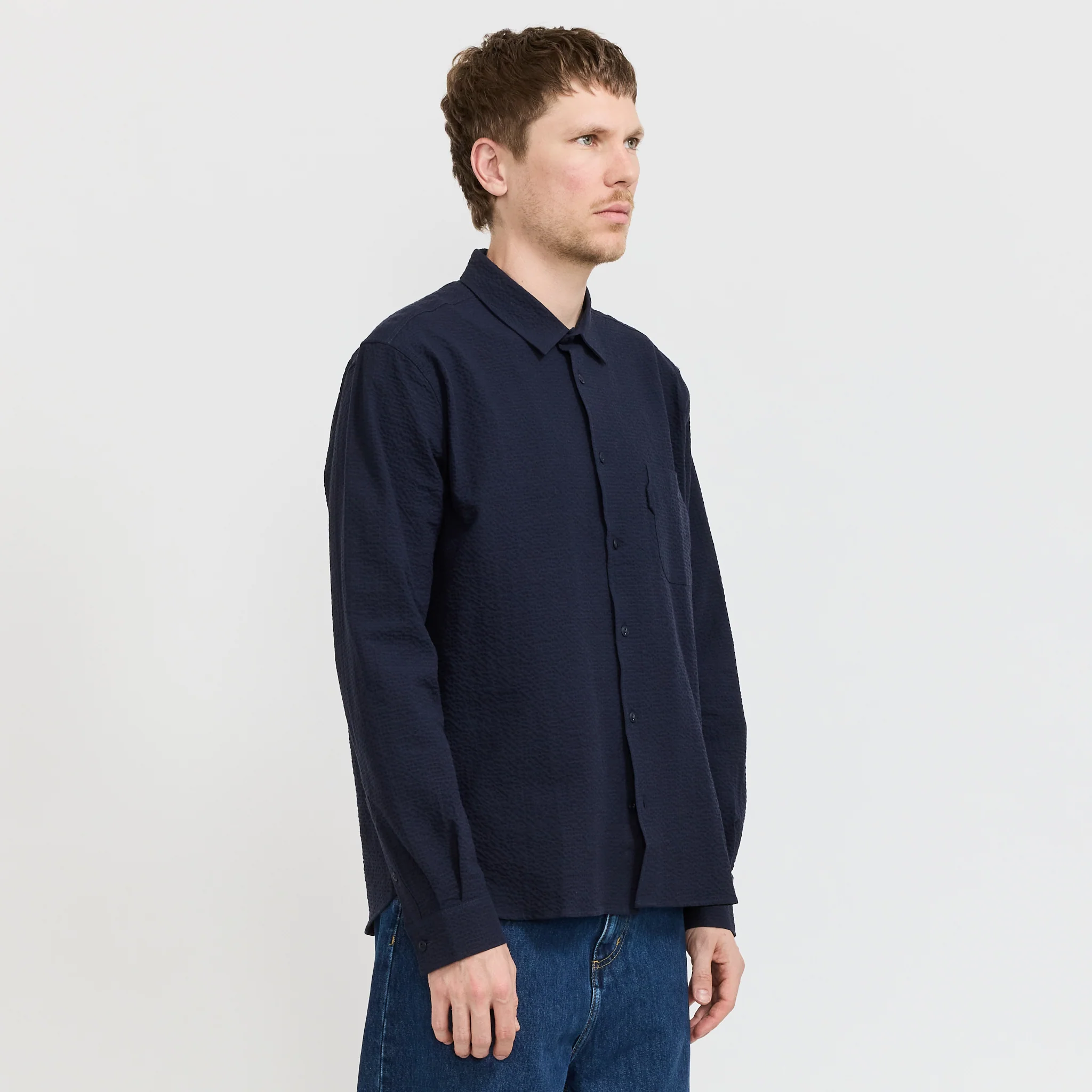 Curtis Shirt Navy Seersucker - Image 3