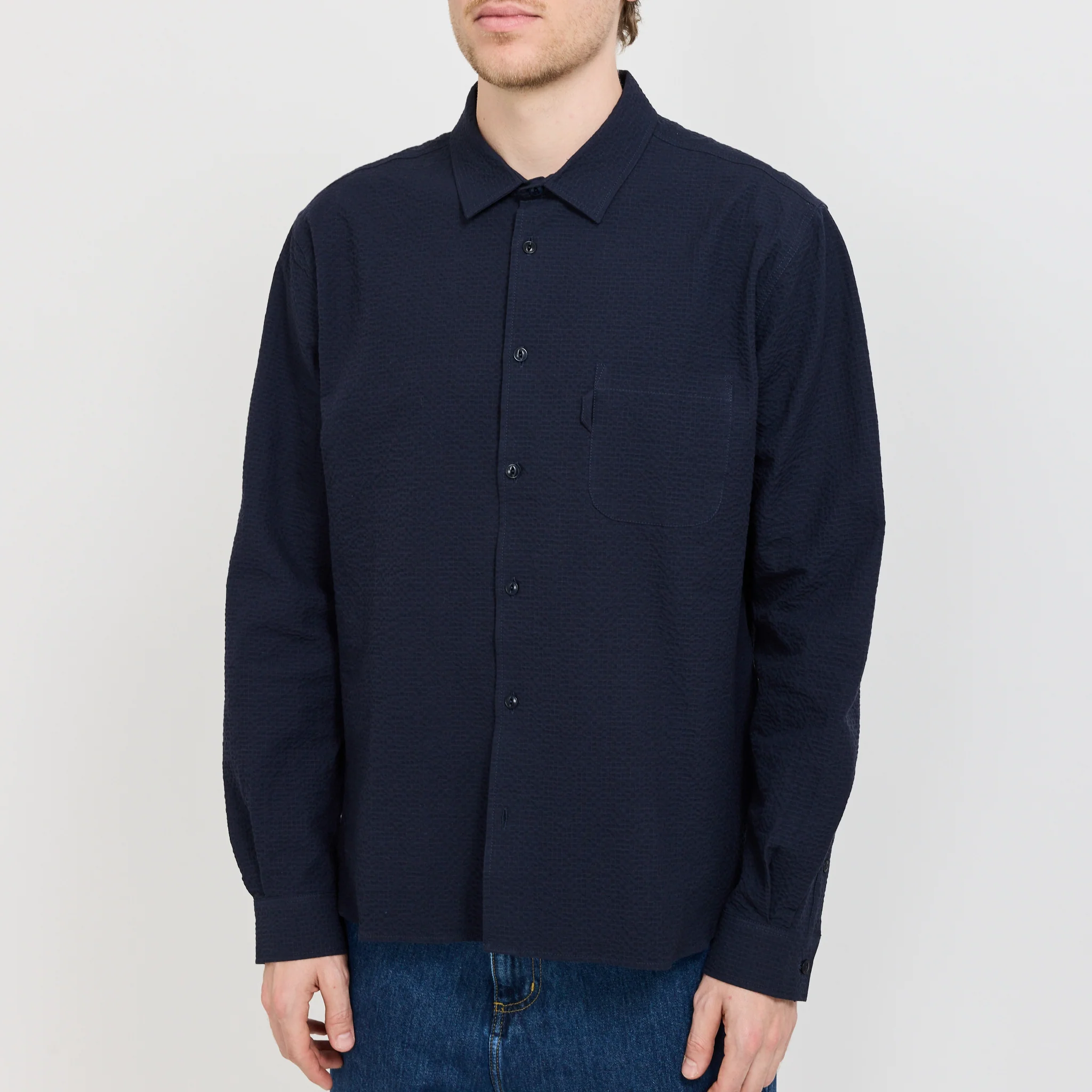 Curtis Shirt Navy Seersucker - Image 5