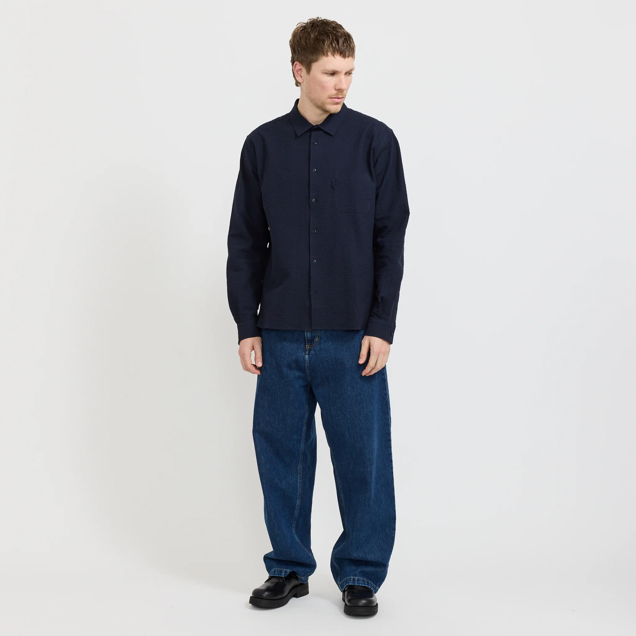 Curtis Shirt Navy Seersucker - Image 7