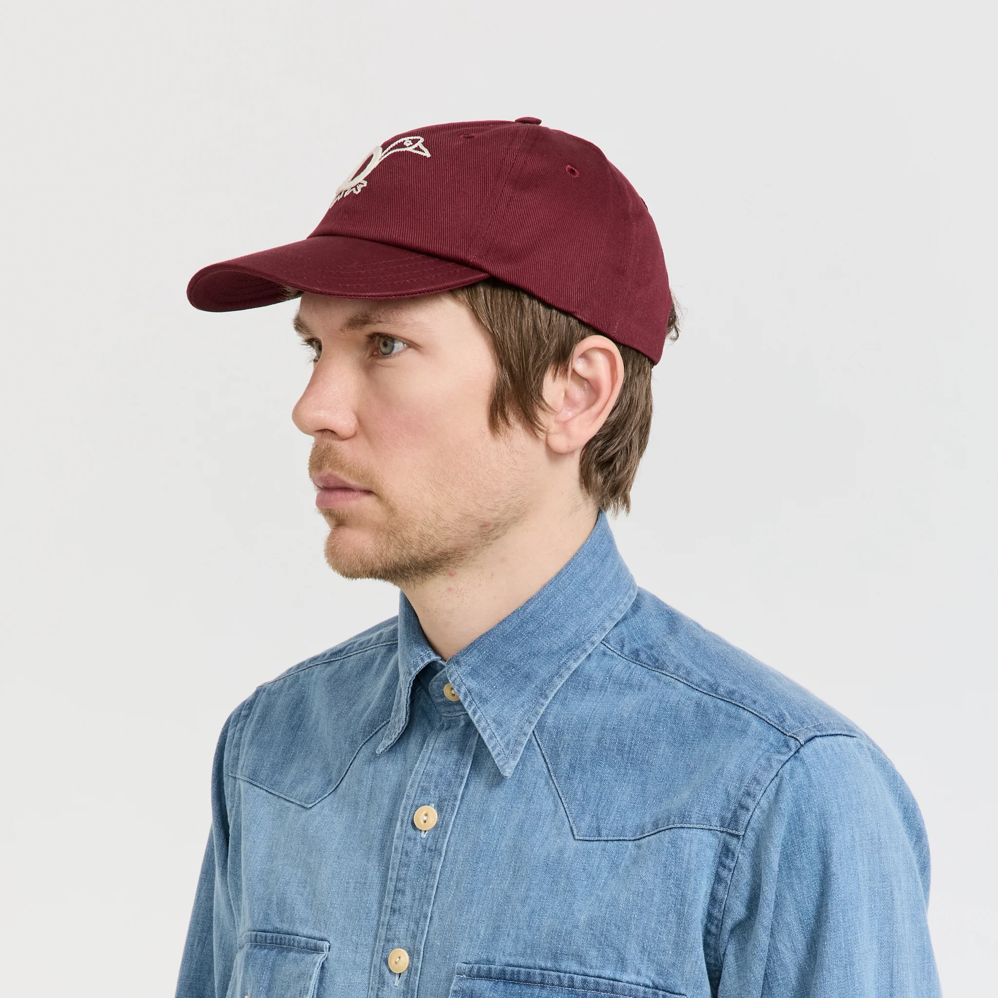 D Duck Twill Baseball Cap Burgundy - Image 3