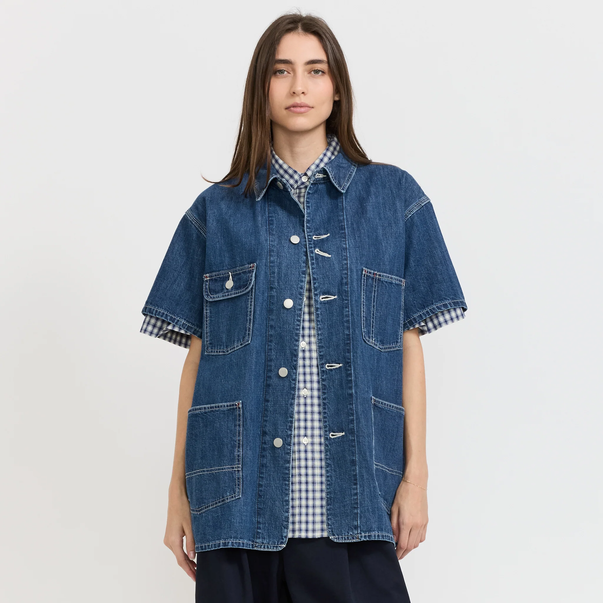 Denim Coverall Short Sleeve Blue