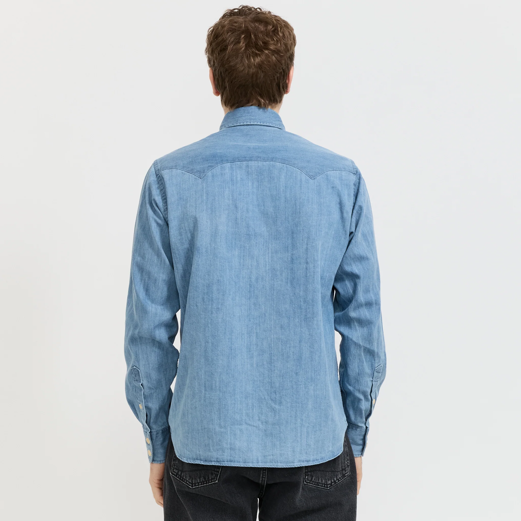 Denim Western Shirt Bleach Wash - Image 4