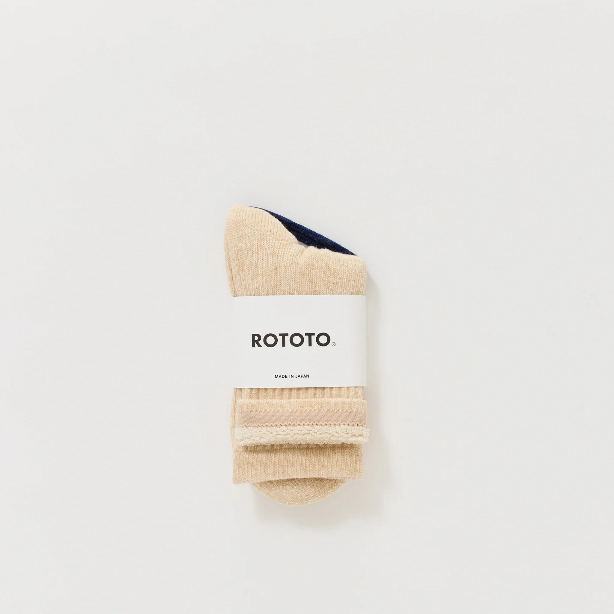 Double Face Mini Crew Socks Beige - Image 2
