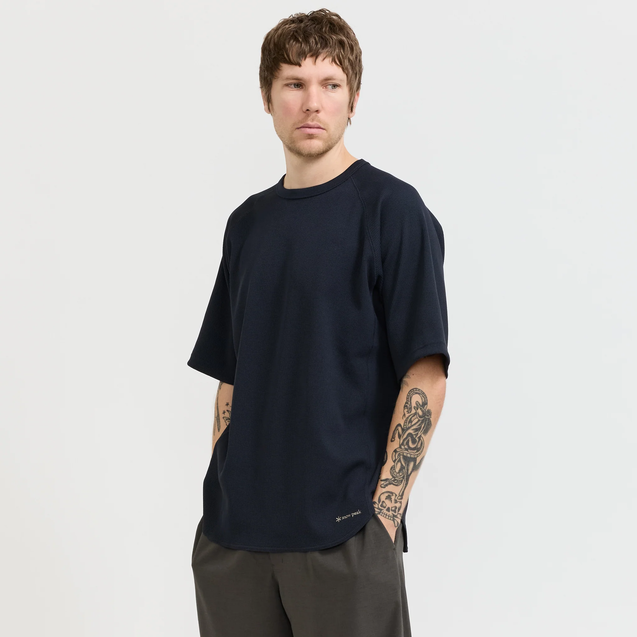 Dry Waffle T-Shirt Dark Navy - Image 5