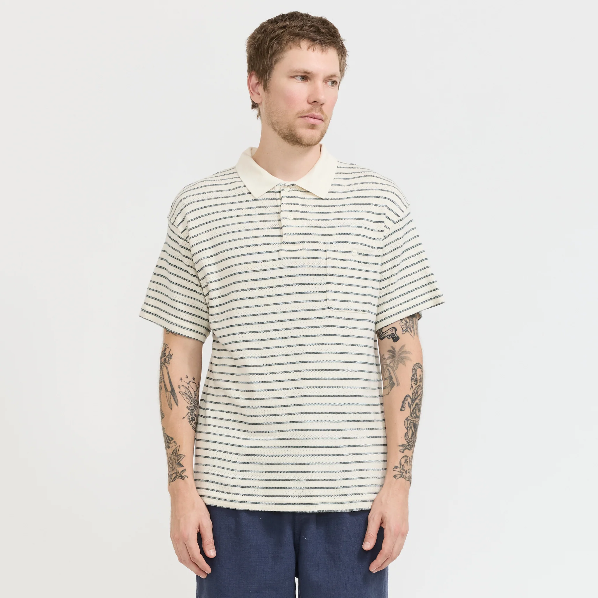 Dunn Polo Ecru/Green