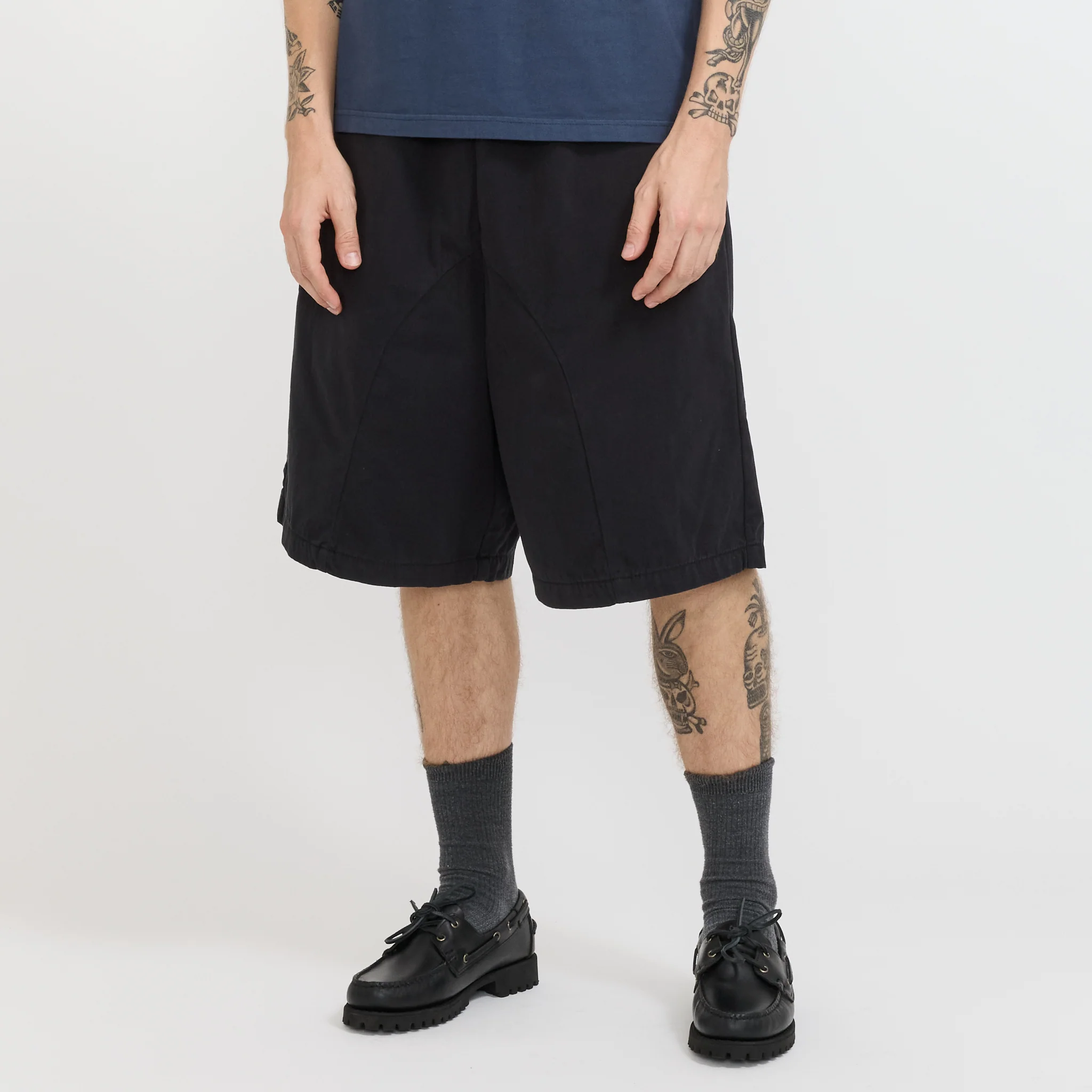Elasticated Cotton Shorts Black