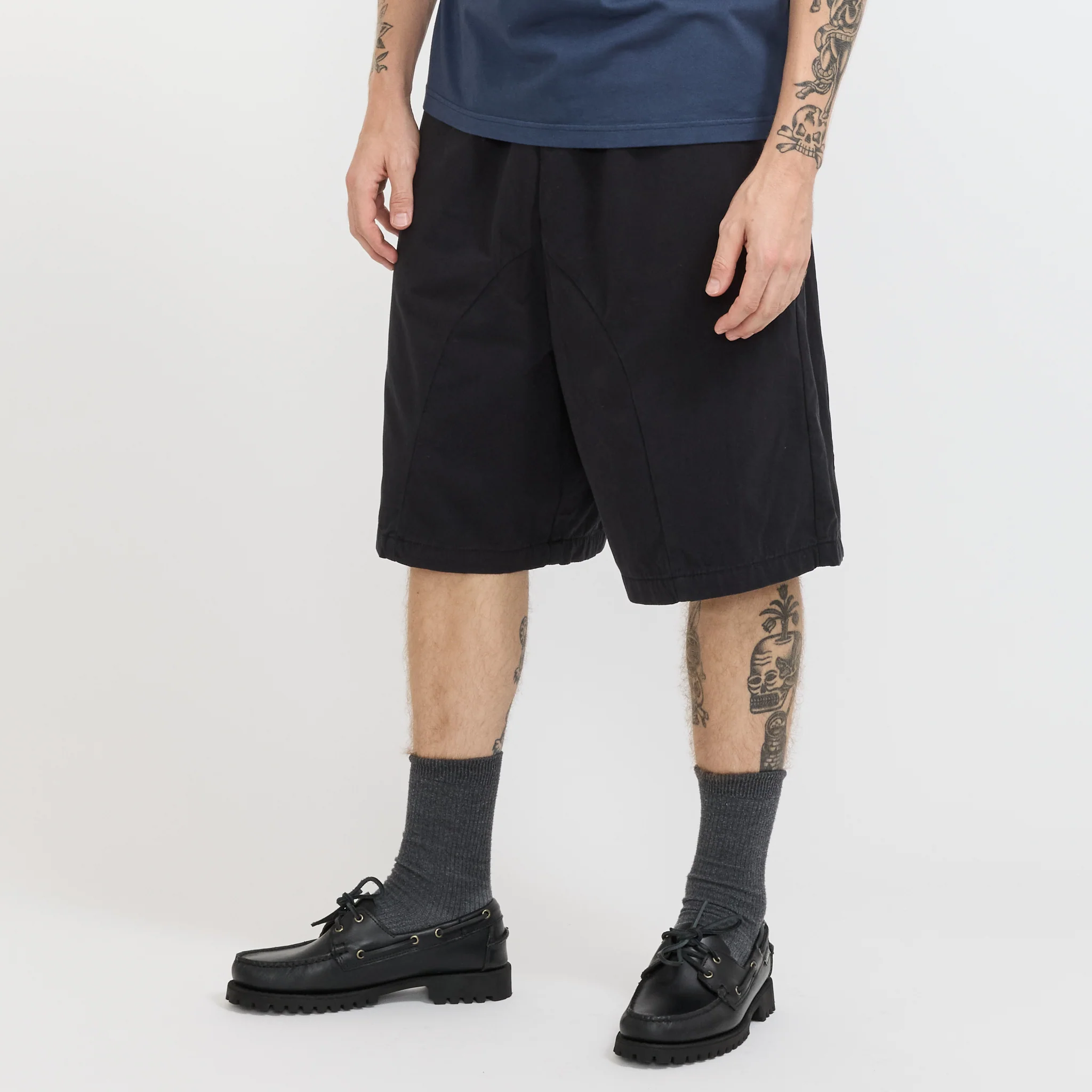 Elasticated Cotton Shorts Black - Image 4