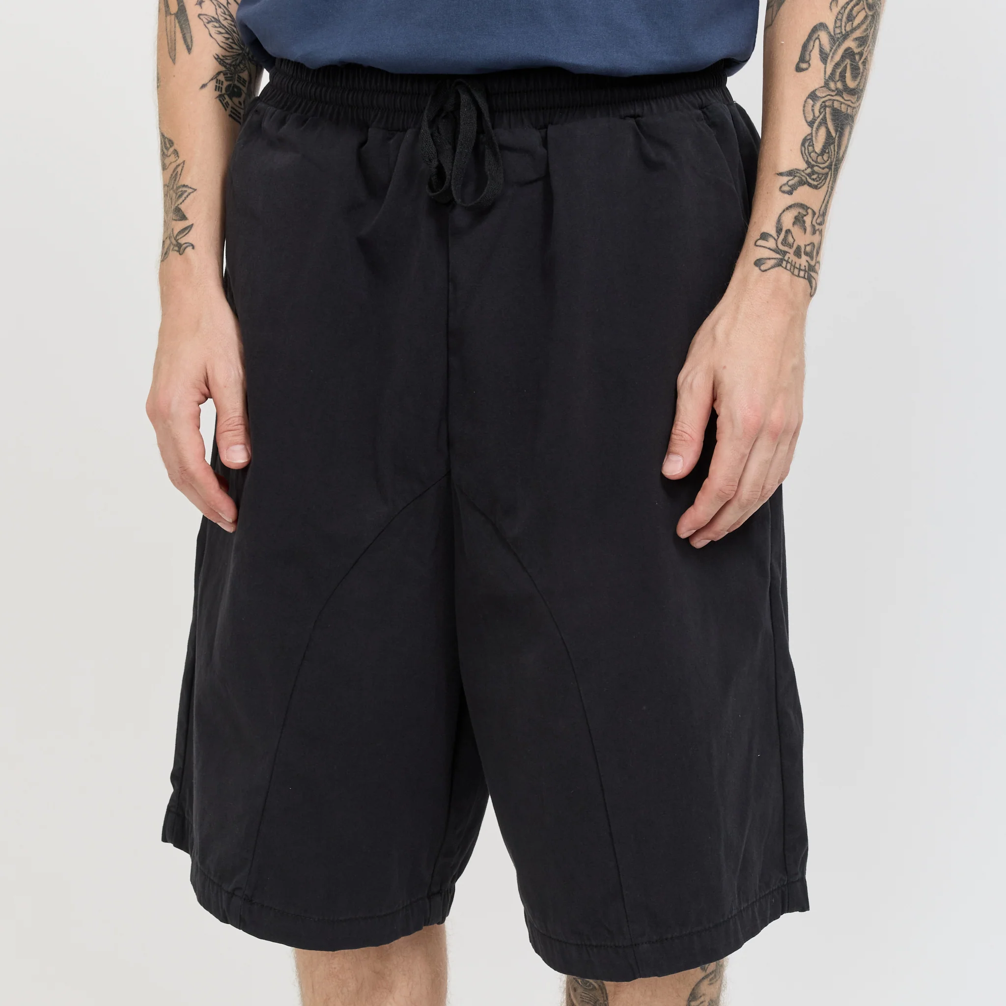 Elasticated Cotton Shorts Black - Image 6