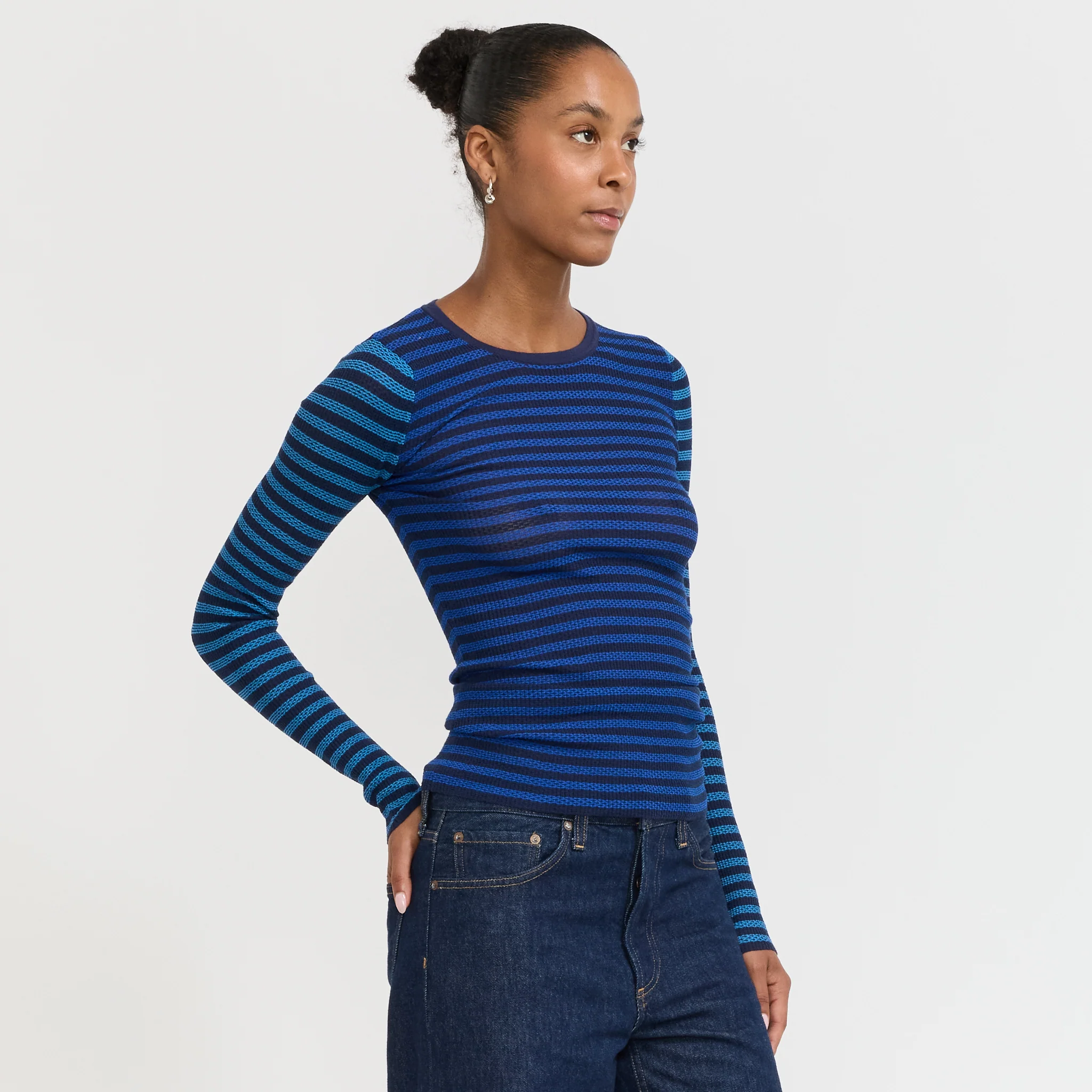 Elise Stripe Top Navy Stripe - Image 3