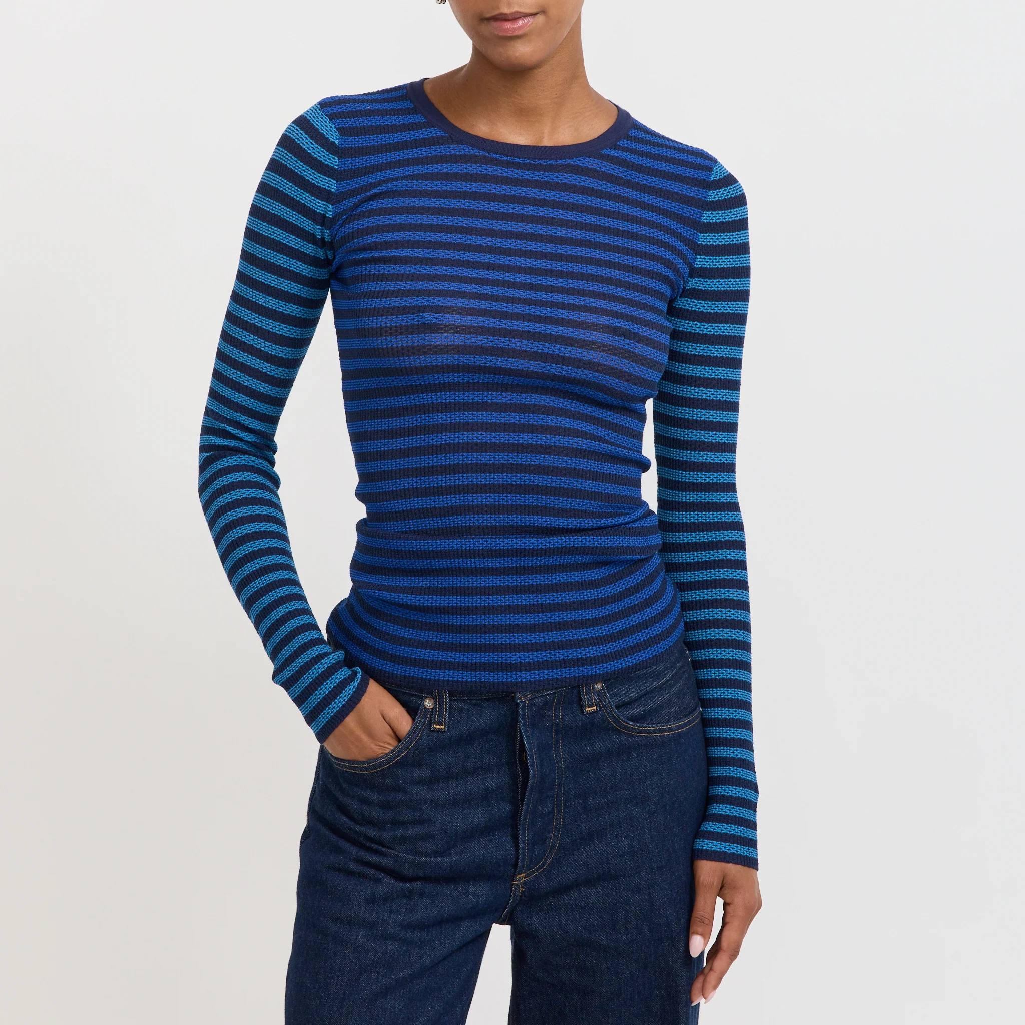 Elise Stripe Top Navy Stripe - Image 5