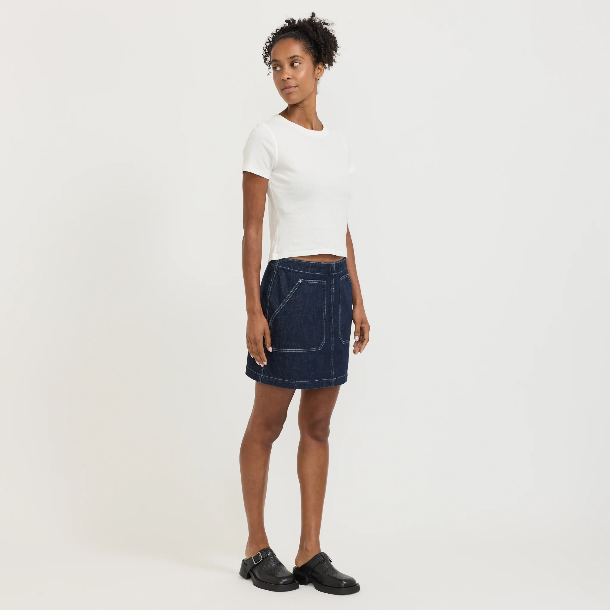 Elvy Workwear Denim Skirt Dark Blue - Image 8