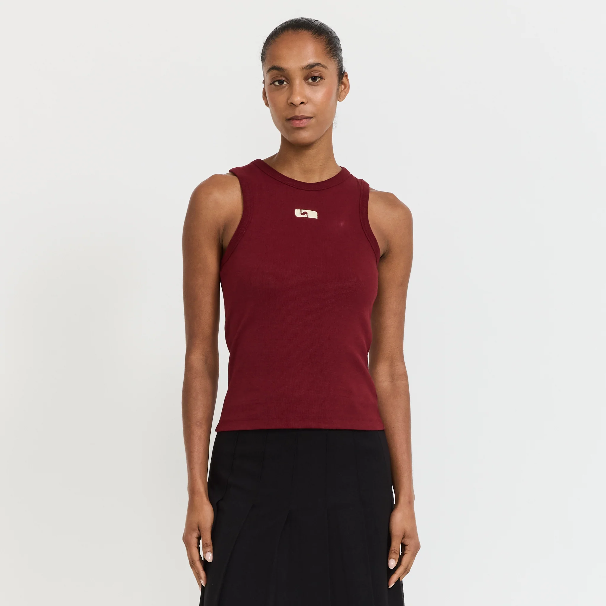 Embroidered Logo Tank Top Burgundy