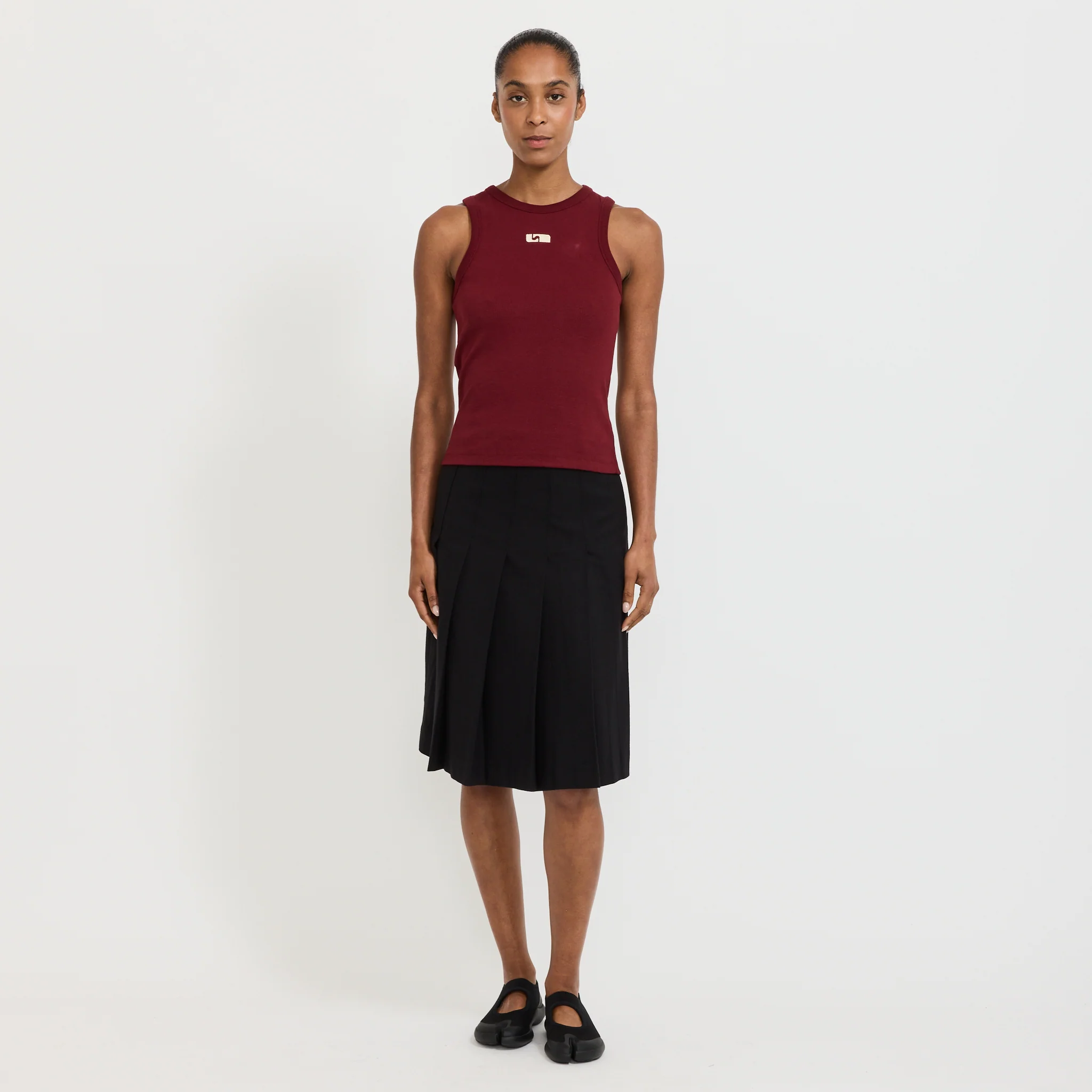 Embroidered Logo Tank Top Burgundy - Image 2