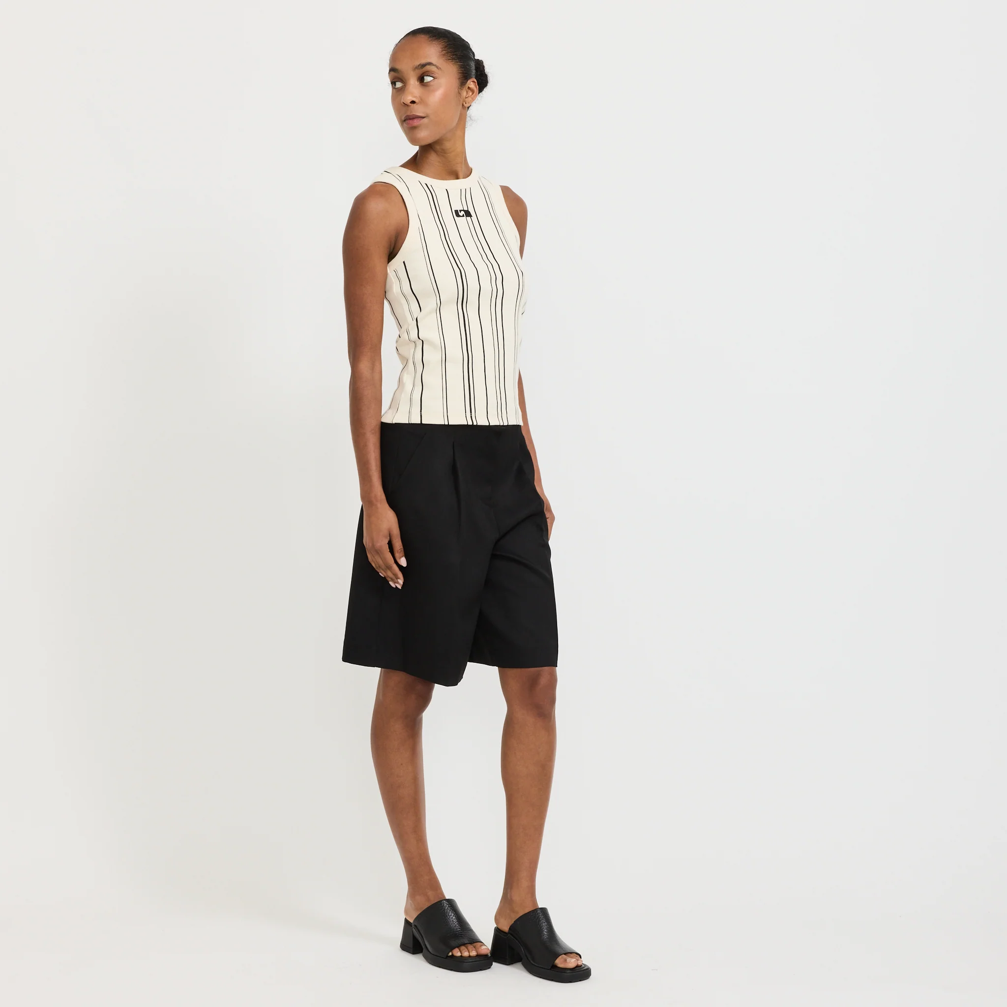 Embroidered Stripe Logo Tank Ecru - Image 2