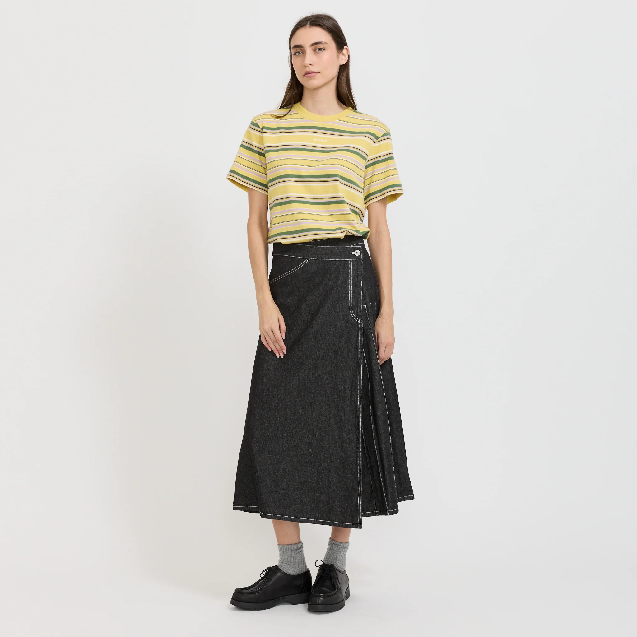 Embroidery Multi-Striped Short Sleeve Yellow - Image 2