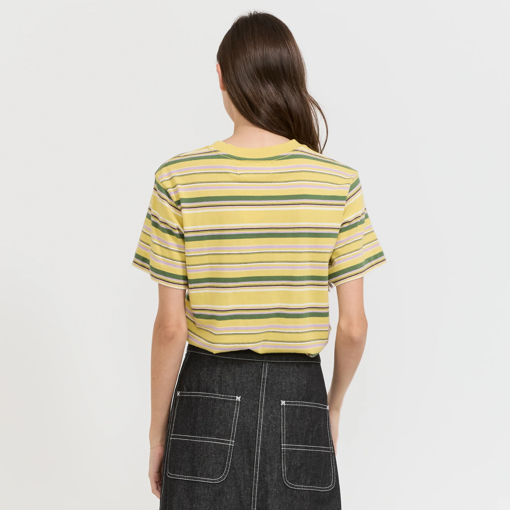 Embroidery Multi-Striped Short Sleeve Yellow - Image 4