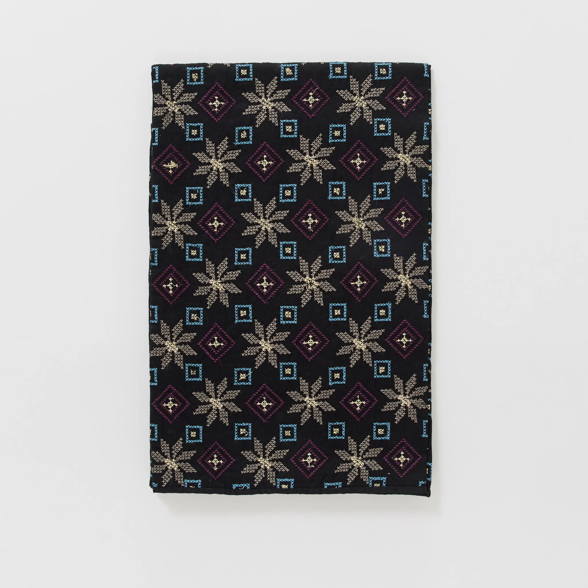 Embroidery Scarf Cotton Satin Black - Image 2