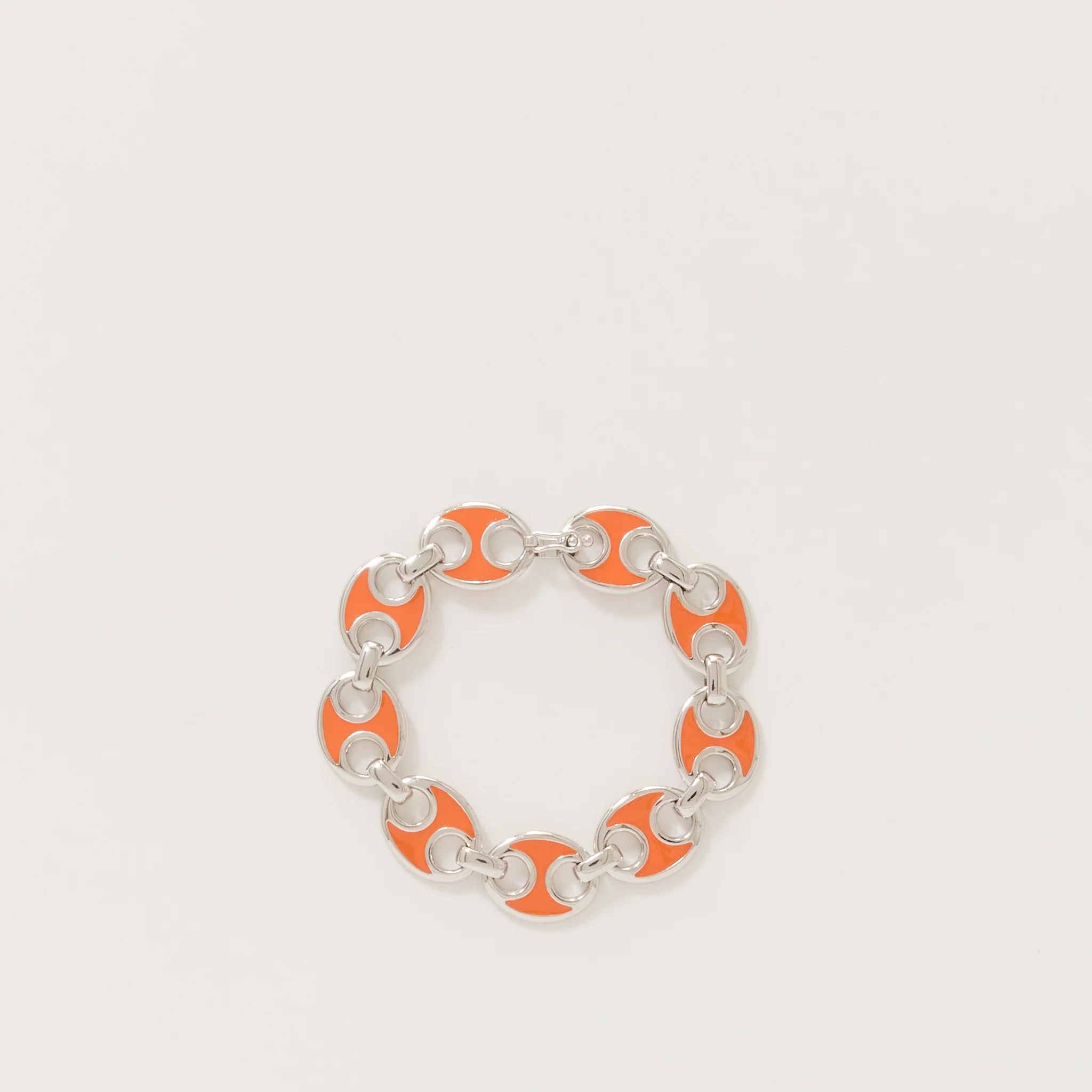 Enamel Link Bracelet Silver/Orange - Image 2