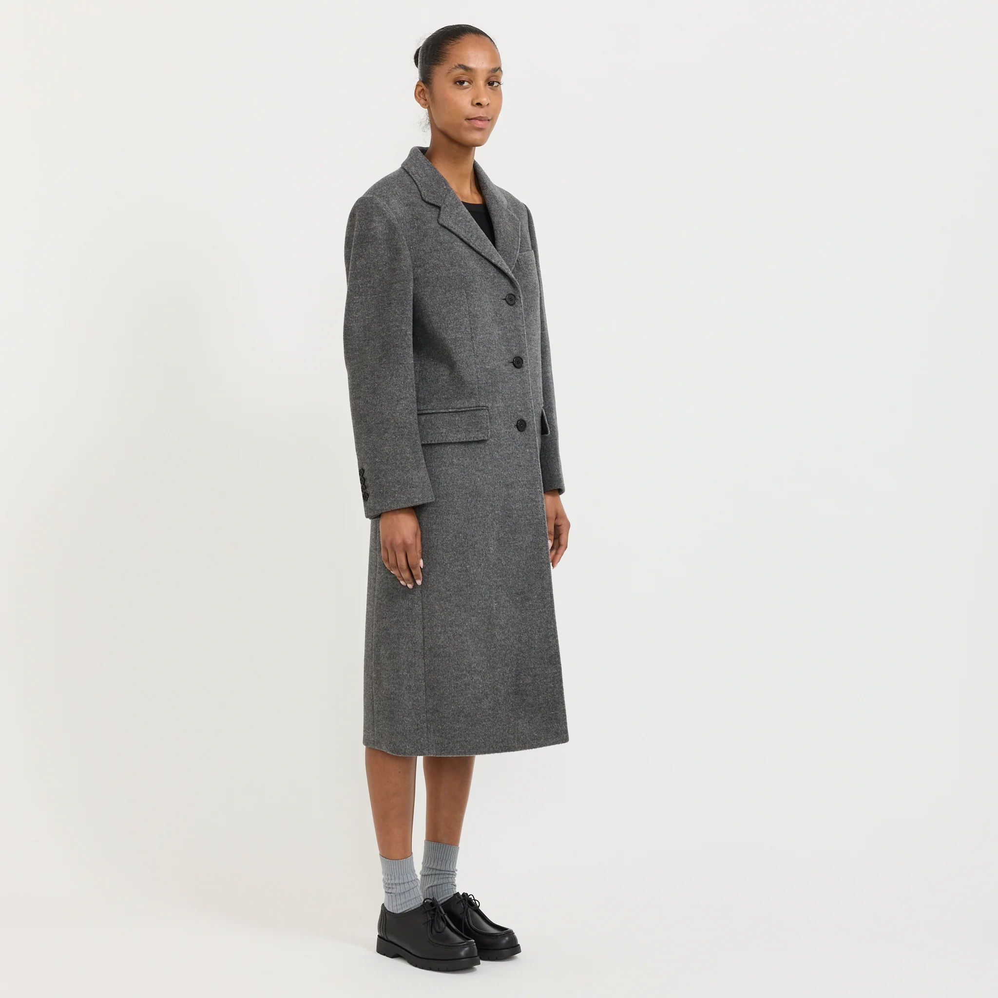 Essential Cashmere Singlet Coat Melange Grey - Image 2