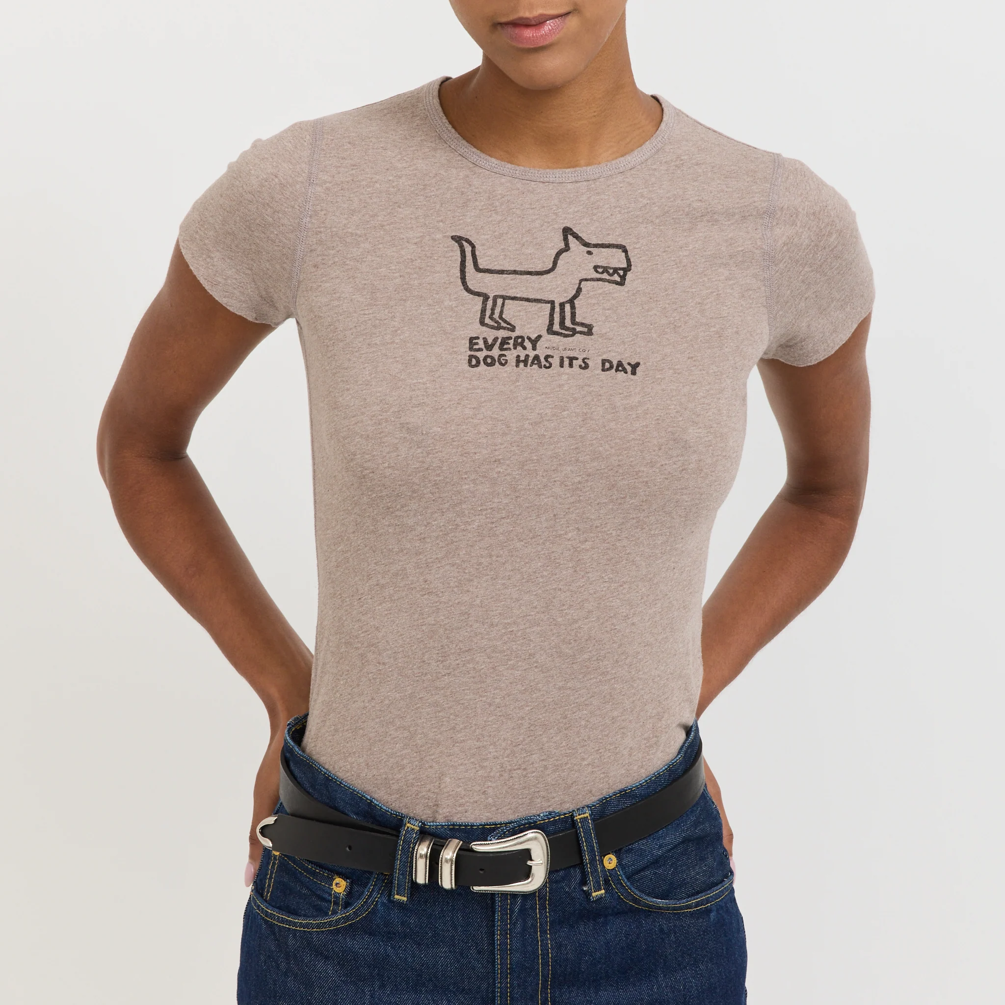 Eve Scratchy Dog T-Shirt Beige Melange - Image 5