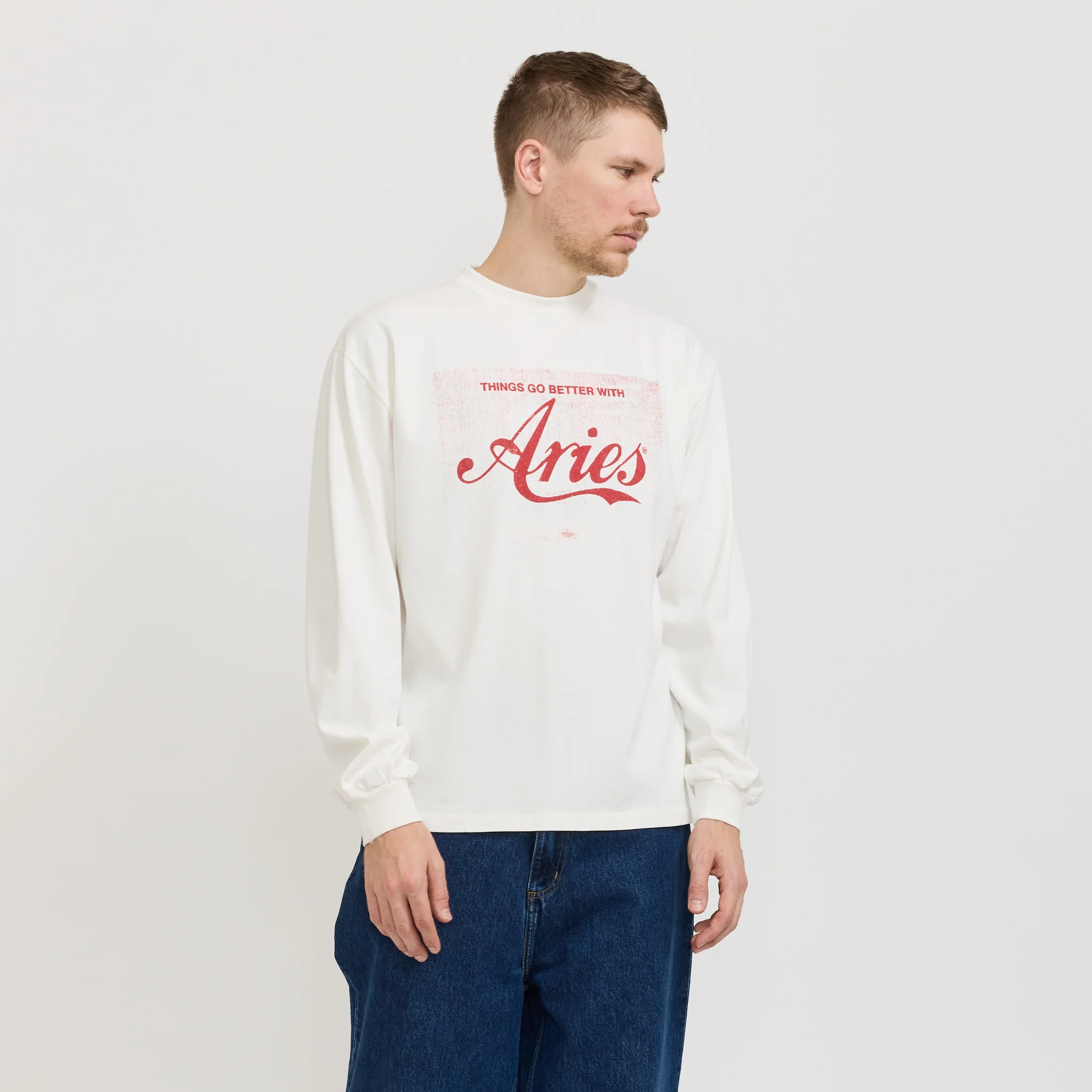 Faded Cola LS Tee White