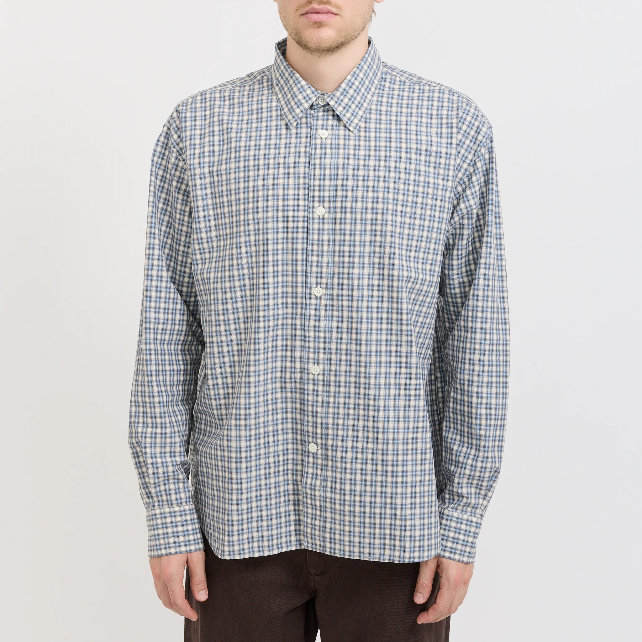 Falster Fine Check Oversize Shirt Cerulean - Image 5