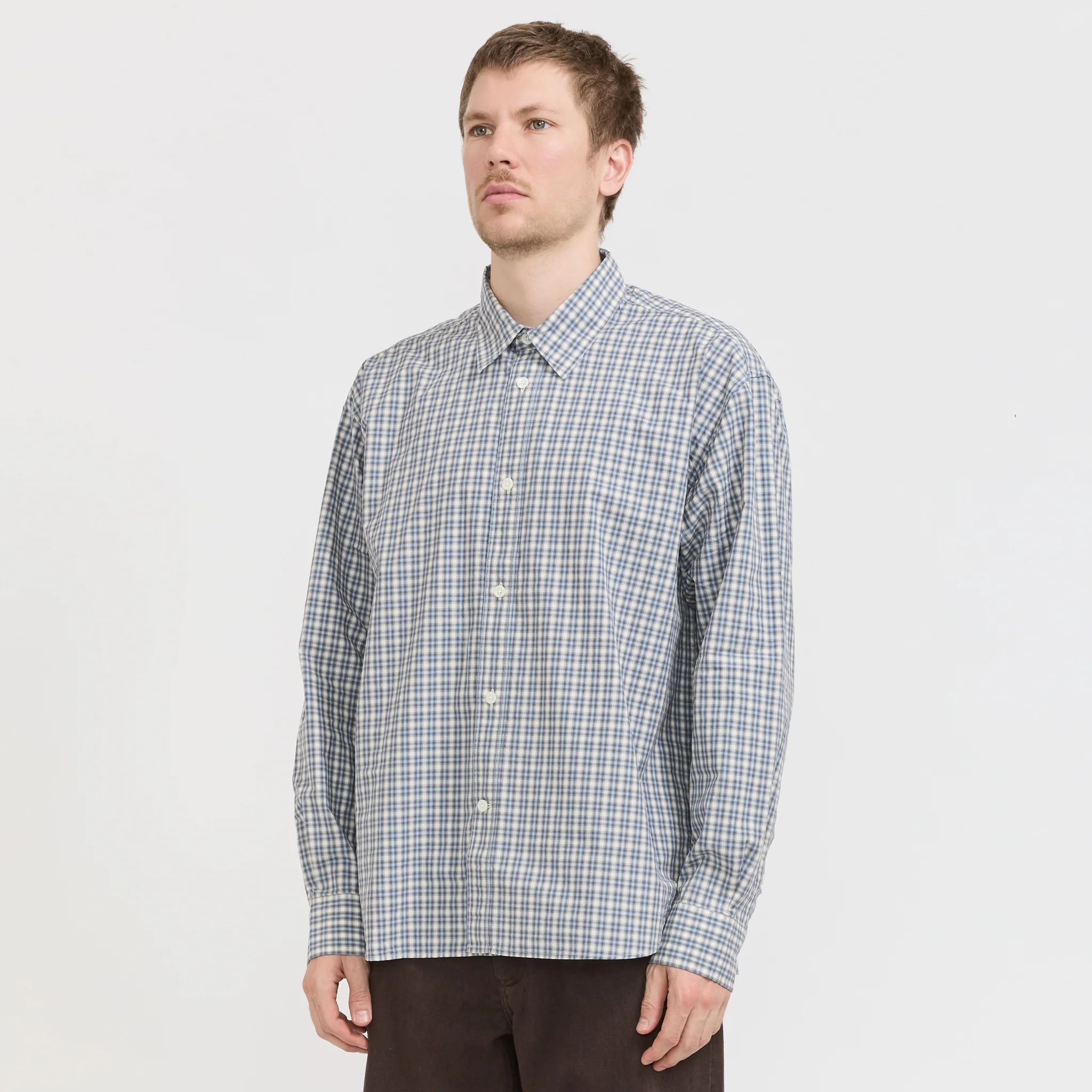 Falster Fine Check Oversize Shirt Cerulean - Image 6