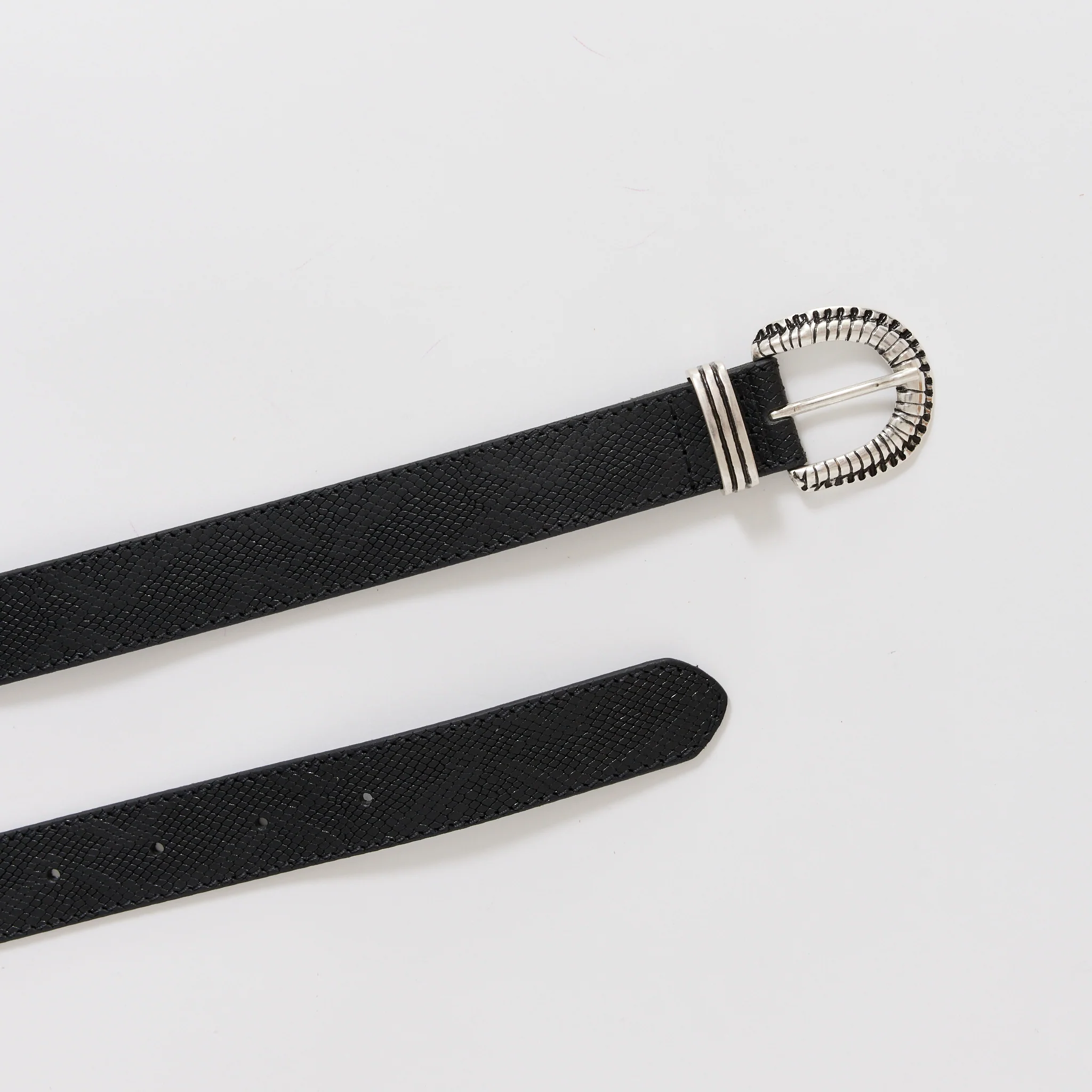 Faux Reptile Leather Belt Black