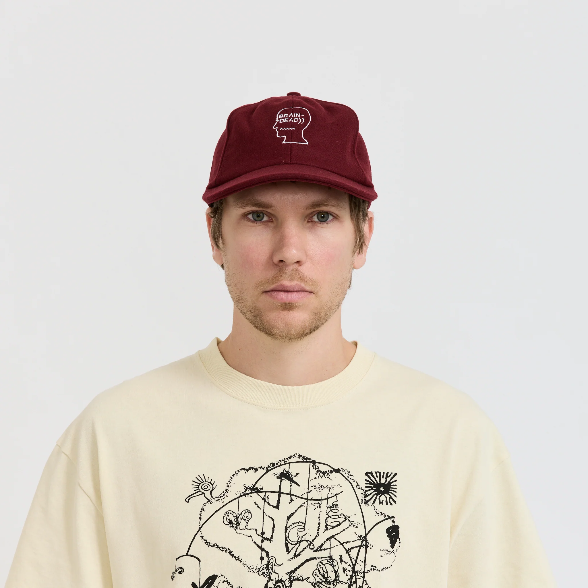 Flannel Logohead 6 Panel Hat Burgundy - Image 3