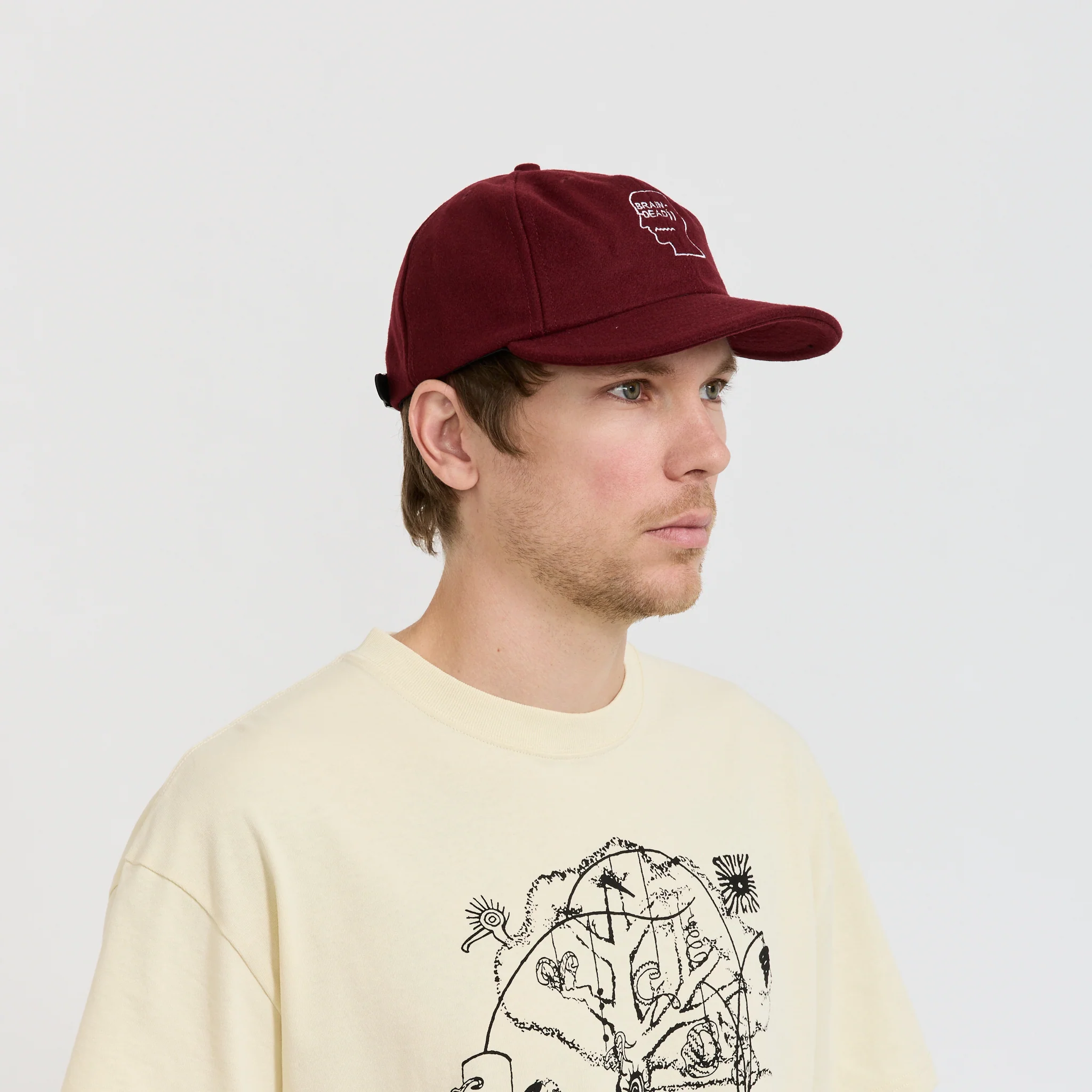Flannel Logohead 6 Panel Hat Burgundy - Image 4
