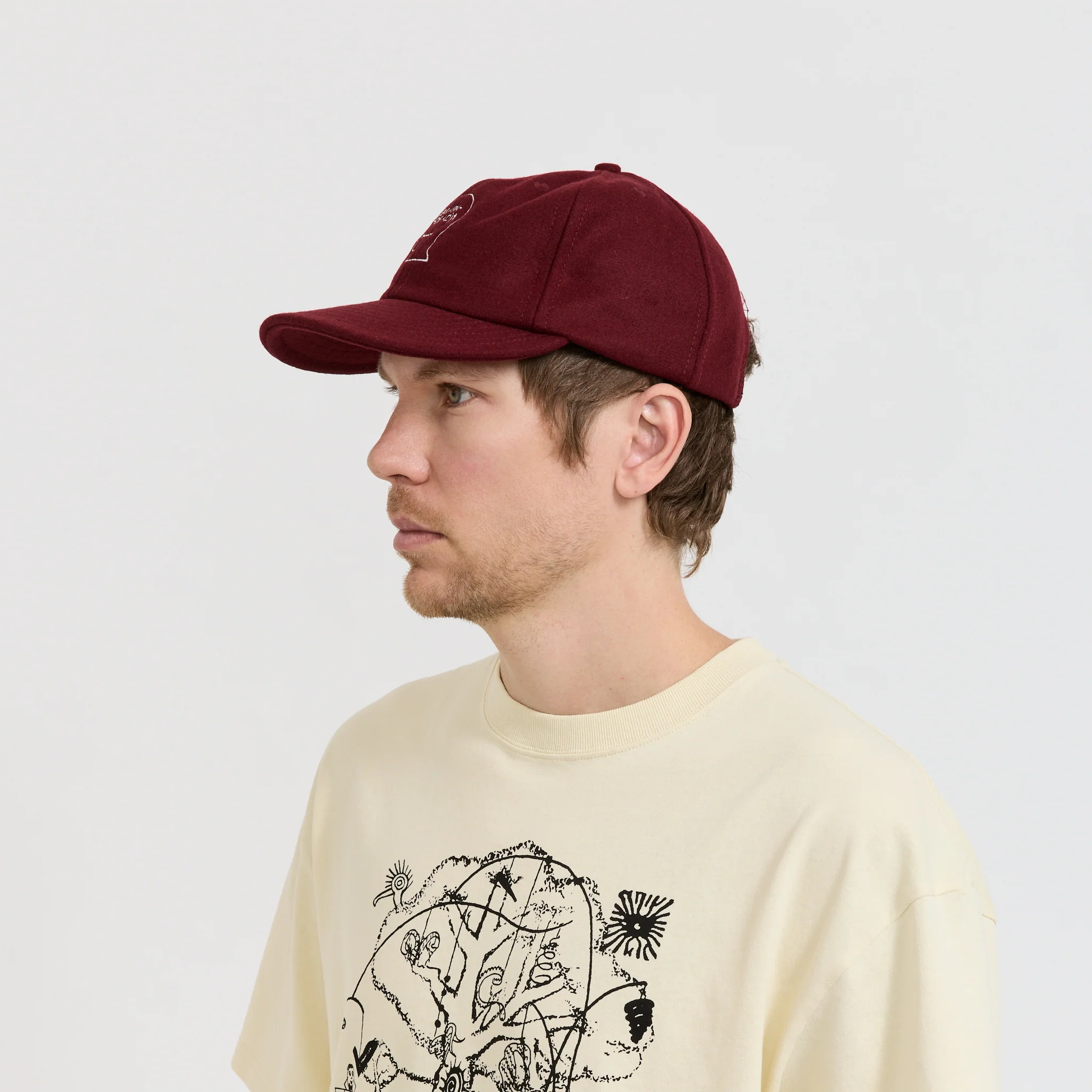 Flannel Logohead 6 Panel Hat Burgundy - Image 5